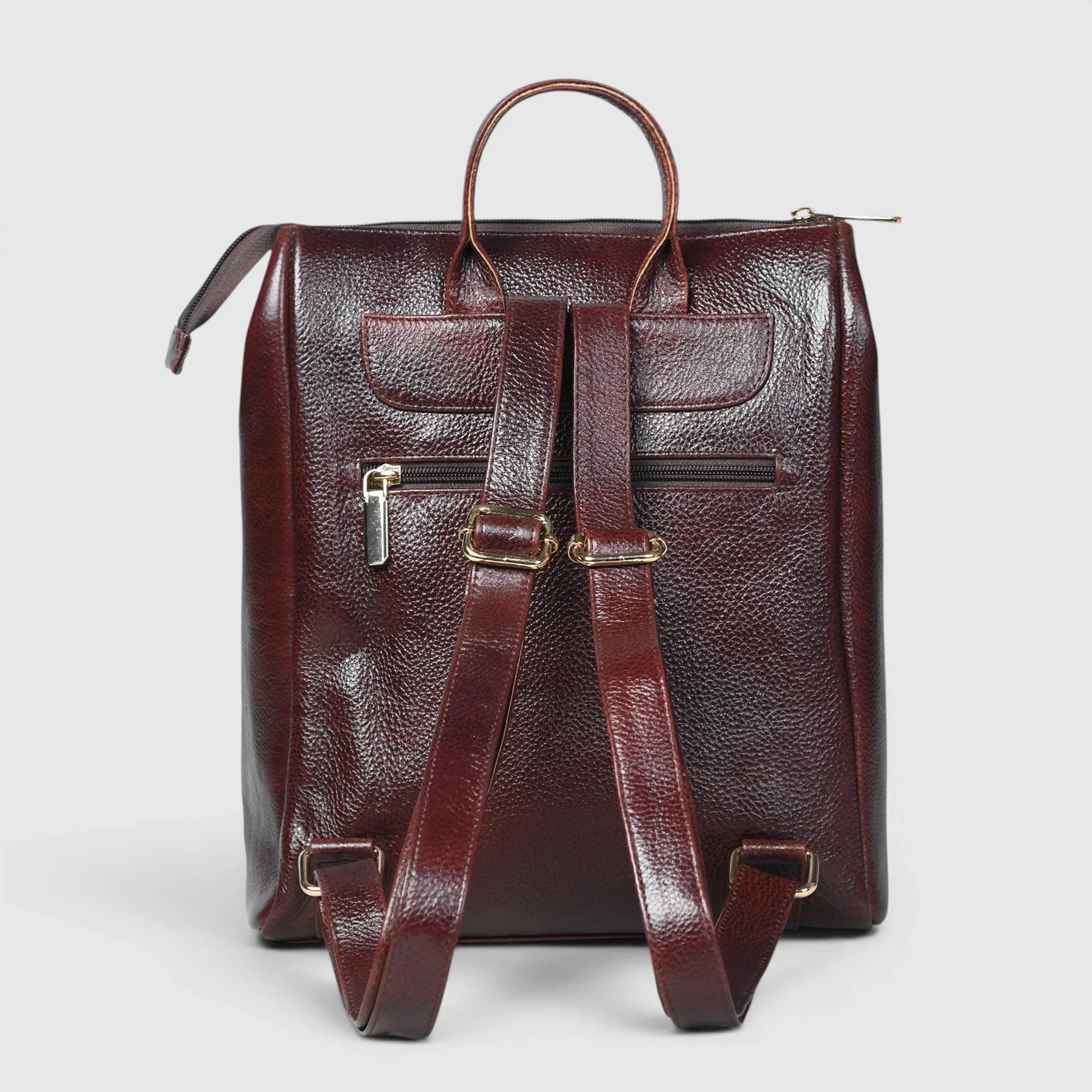 Harper Convertible Leather Backpack  – Burgundy