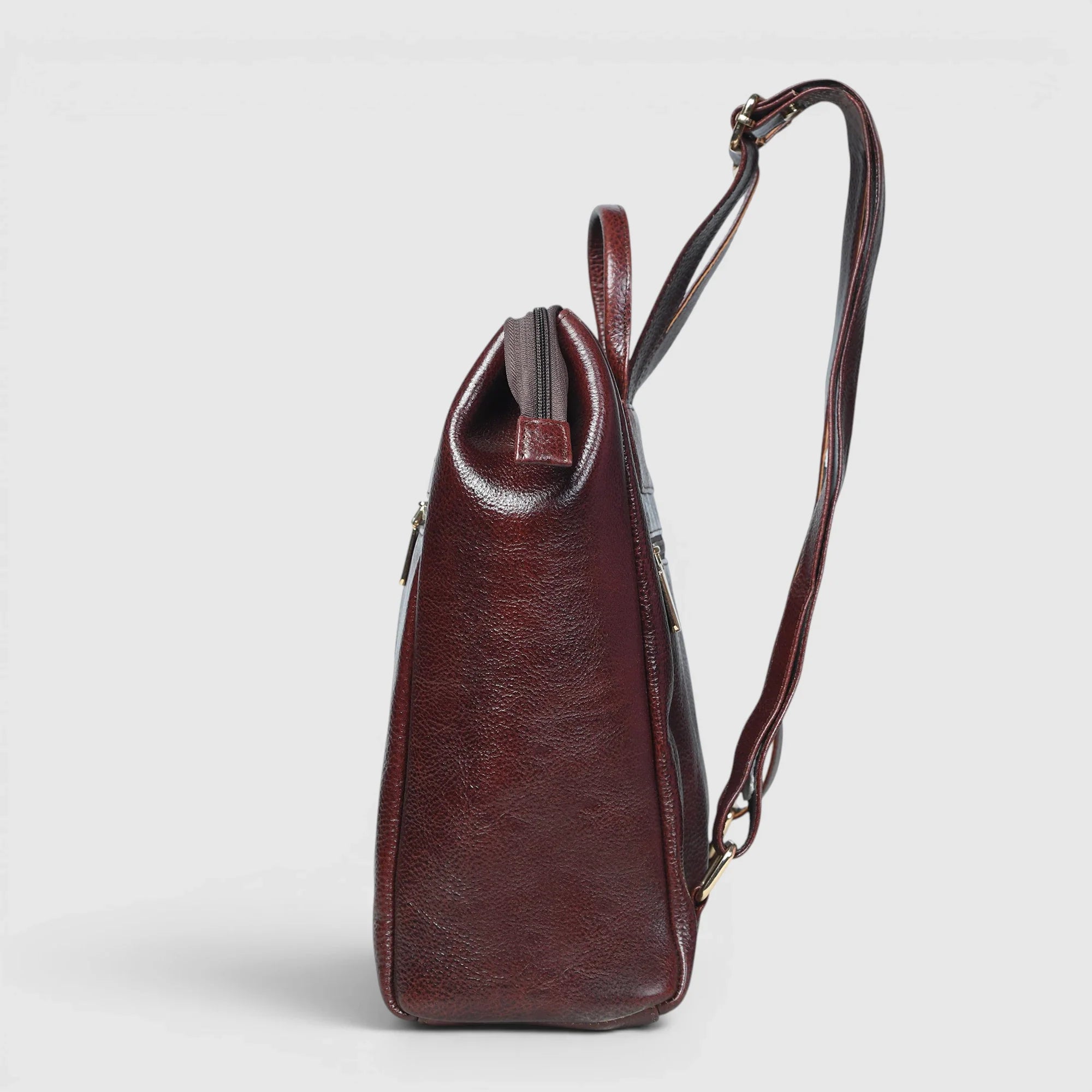 Harper Convertible Leather Backpack  – Burgundy