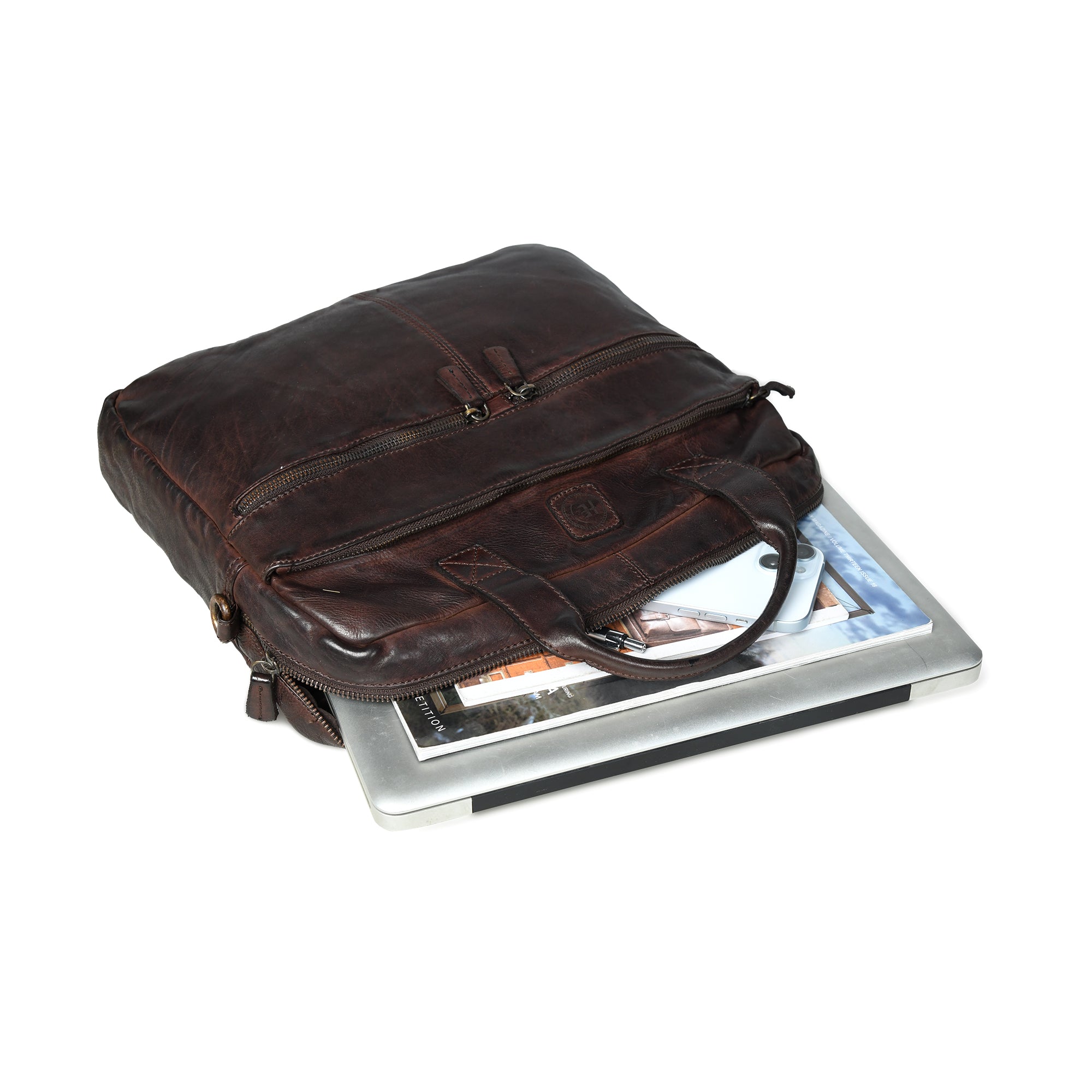 Voyager Vintage Leather Laptop Bag - Tan Colour