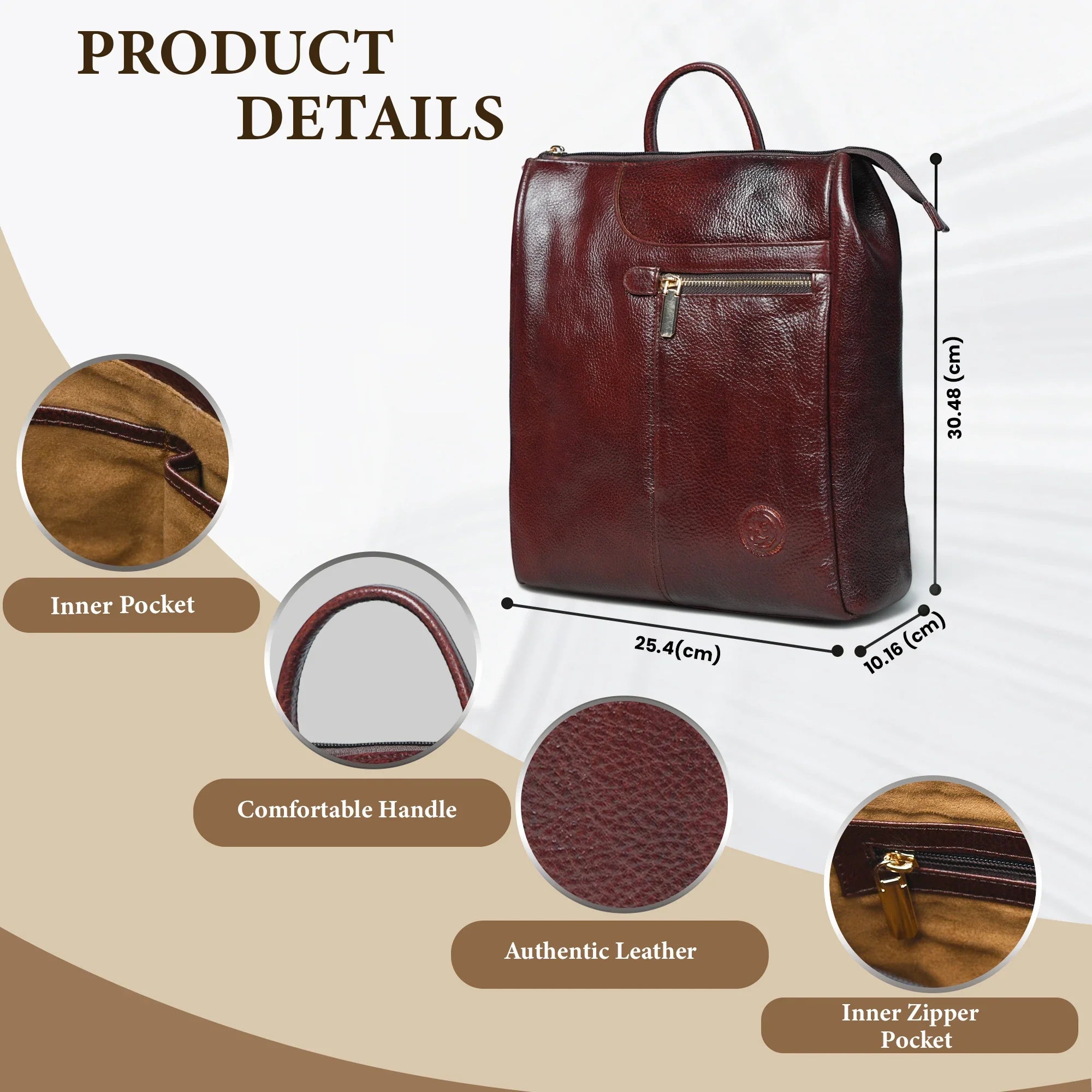 Harper Convertible Leather Backpack  – Burgundy