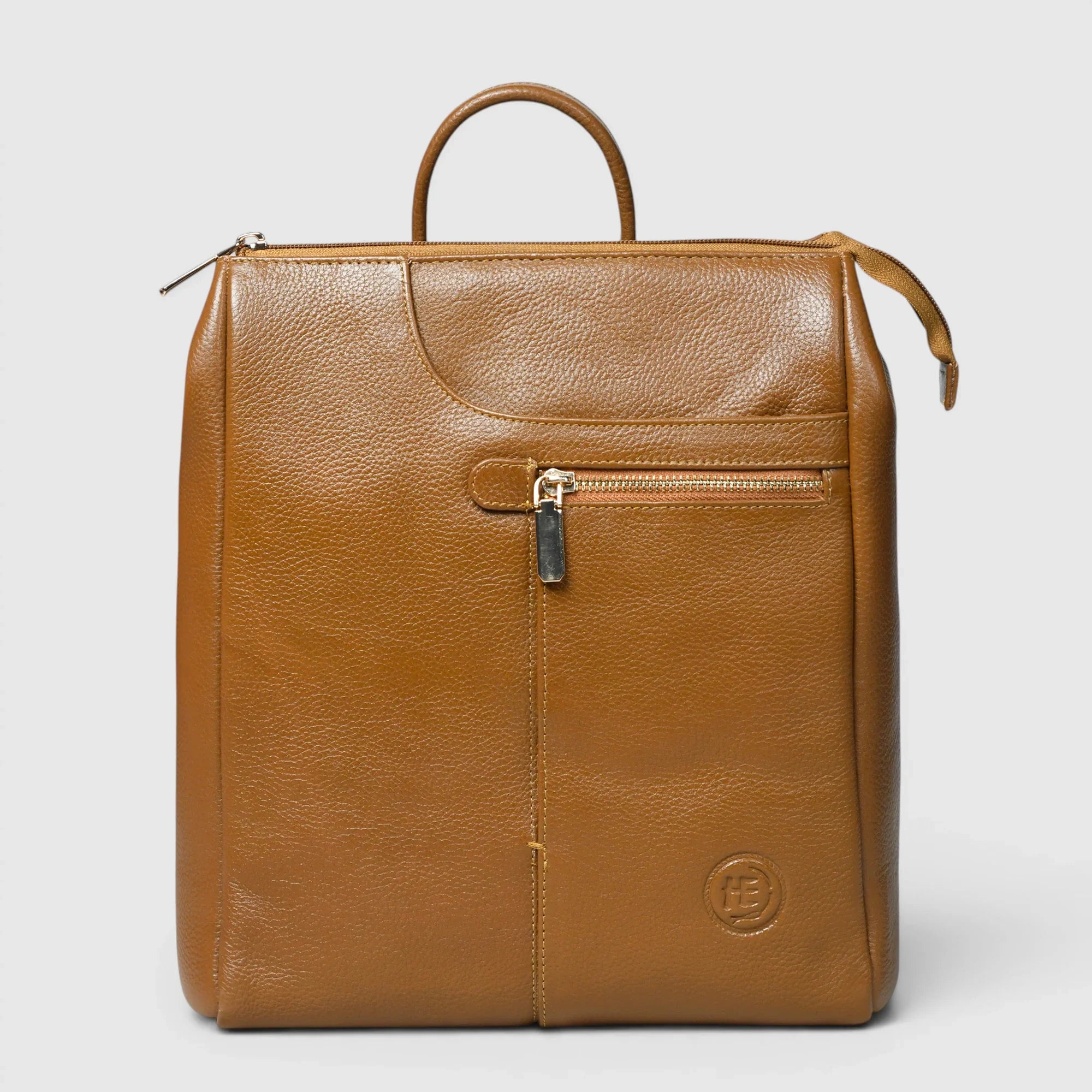 Harper Convertible Leather Backpack – Camel Tan