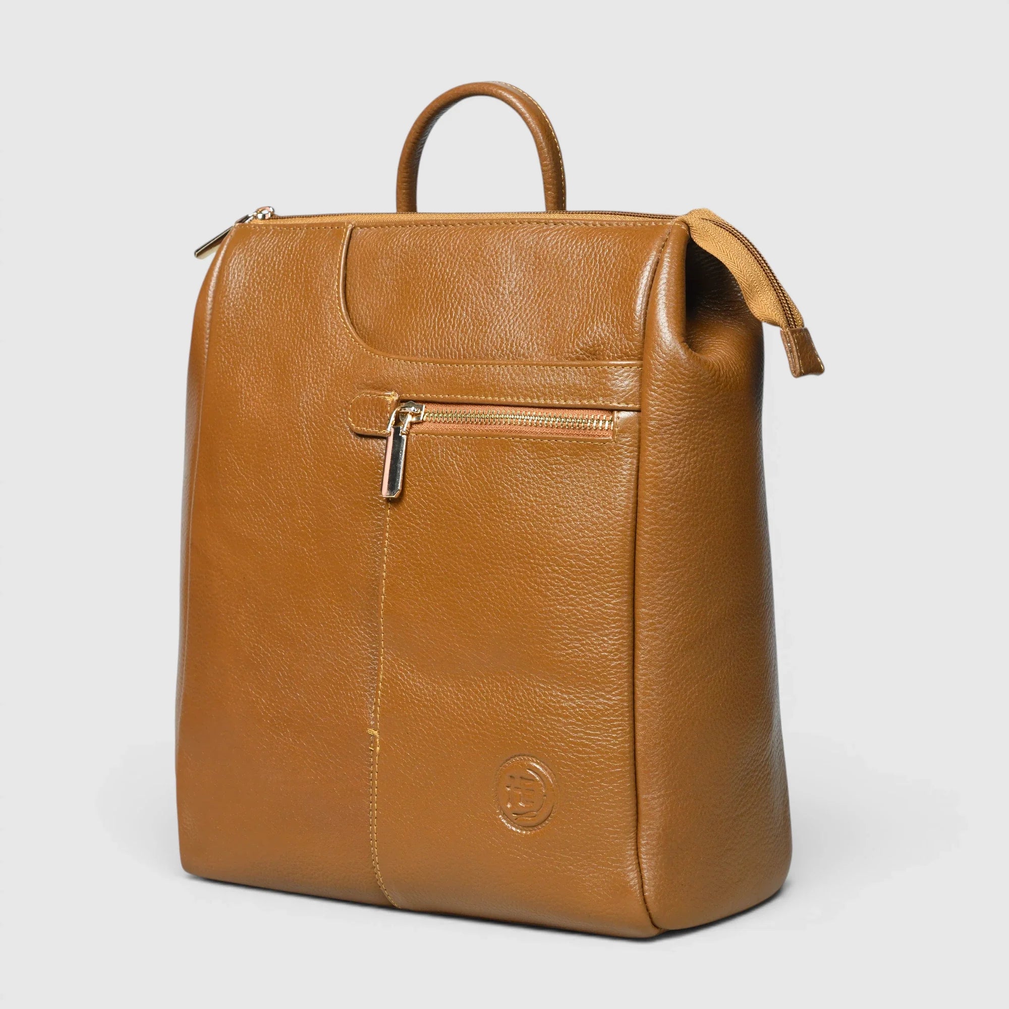 Harper Convertible Leather Backpack – Camel Tan