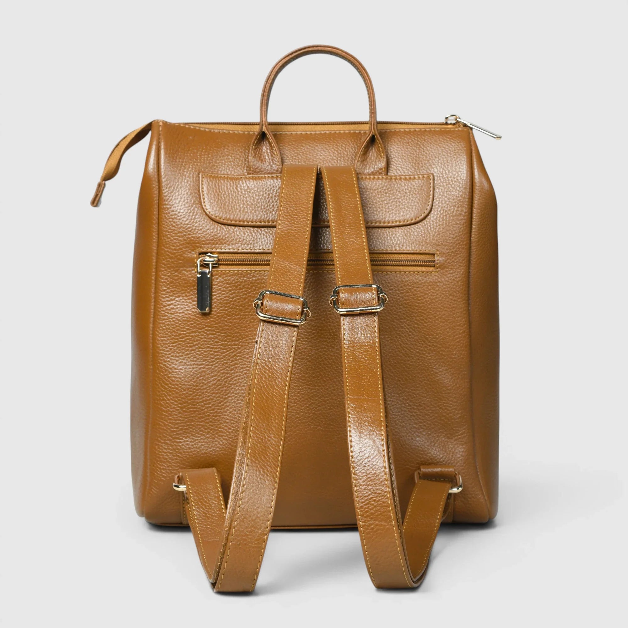 Harper Convertible Leather Backpack – Camel Tan