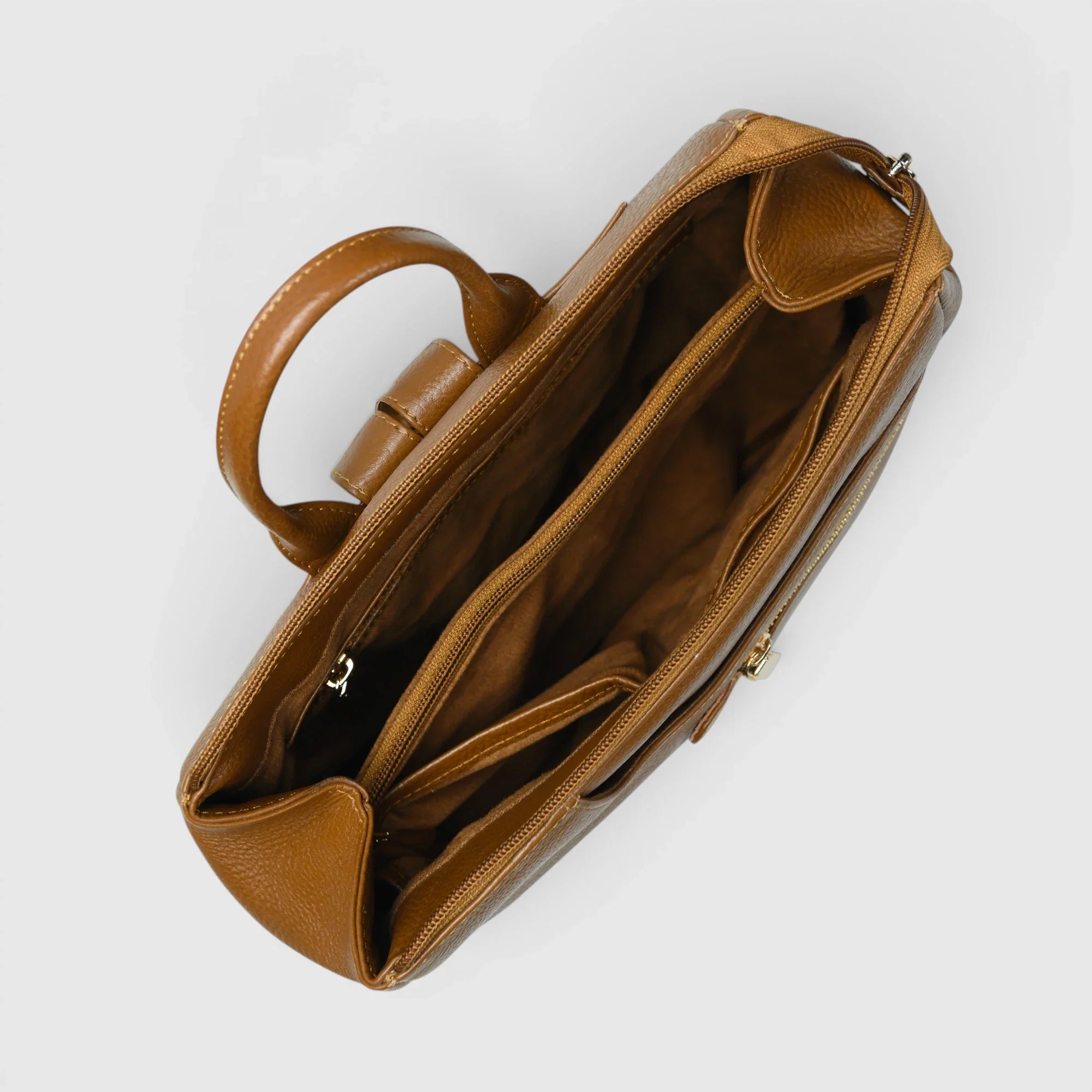 Harper Convertible Leather Backpack – Camel Tan