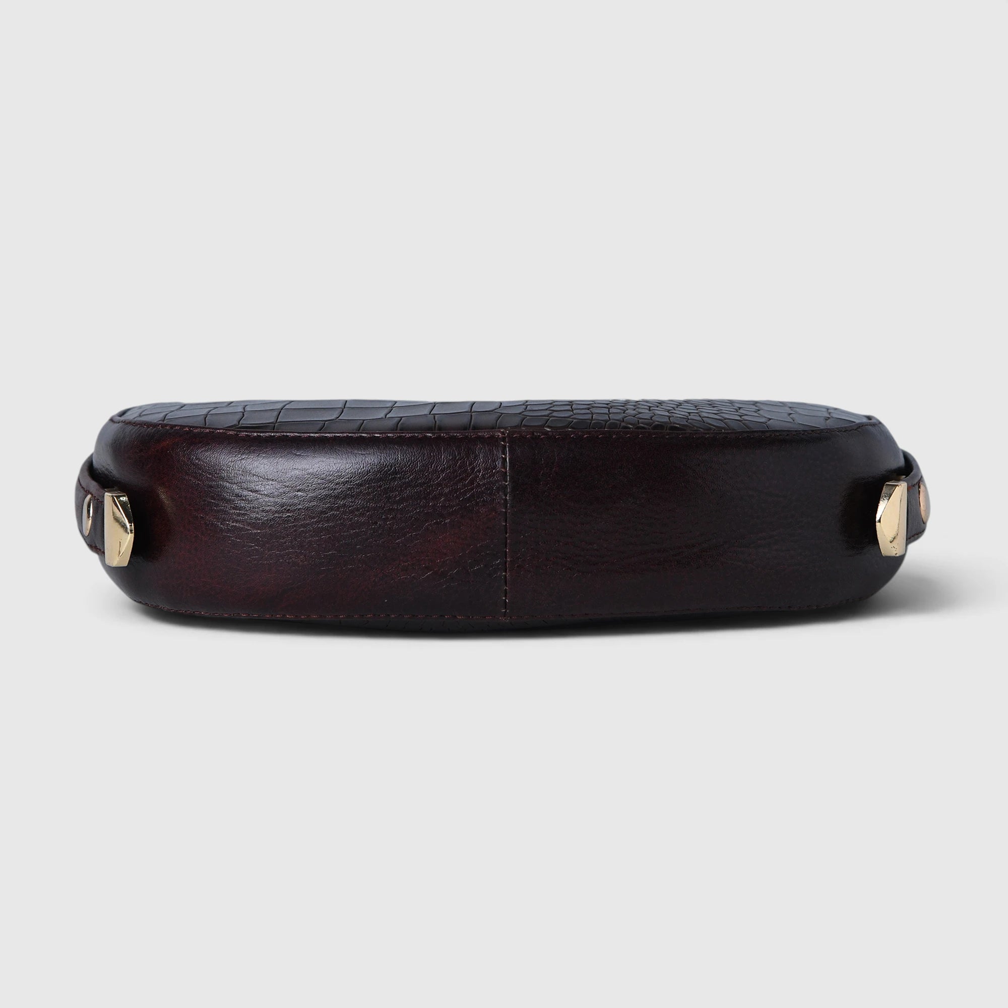 Noir Croco Vintage Crescent Shoulder Bag – Maroon colour