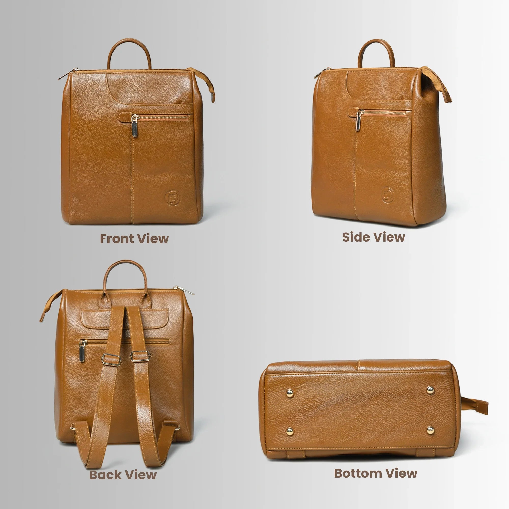 Harper Convertible Leather Backpack – Camel Tan