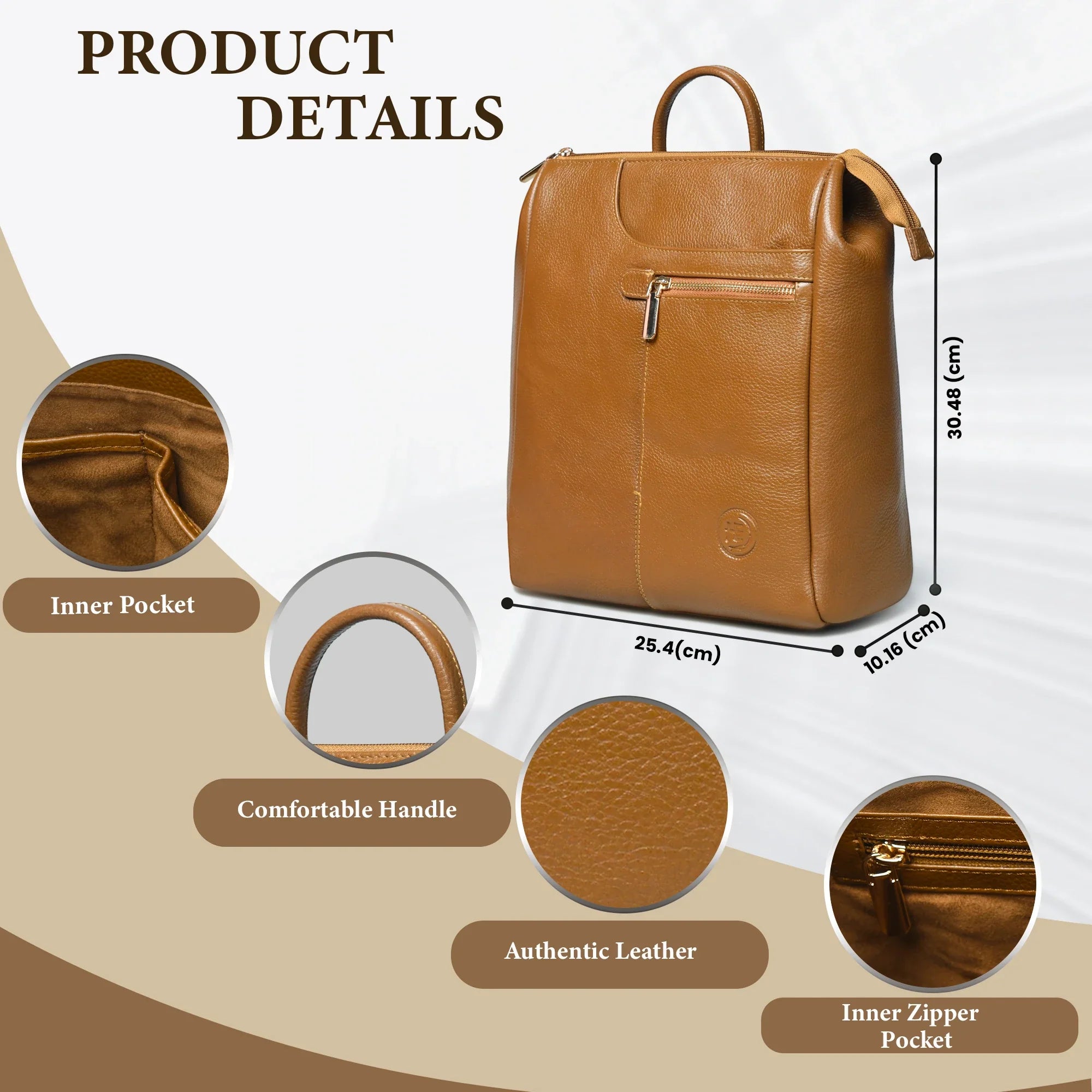 Harper Convertible Leather Backpack – Camel Tan
