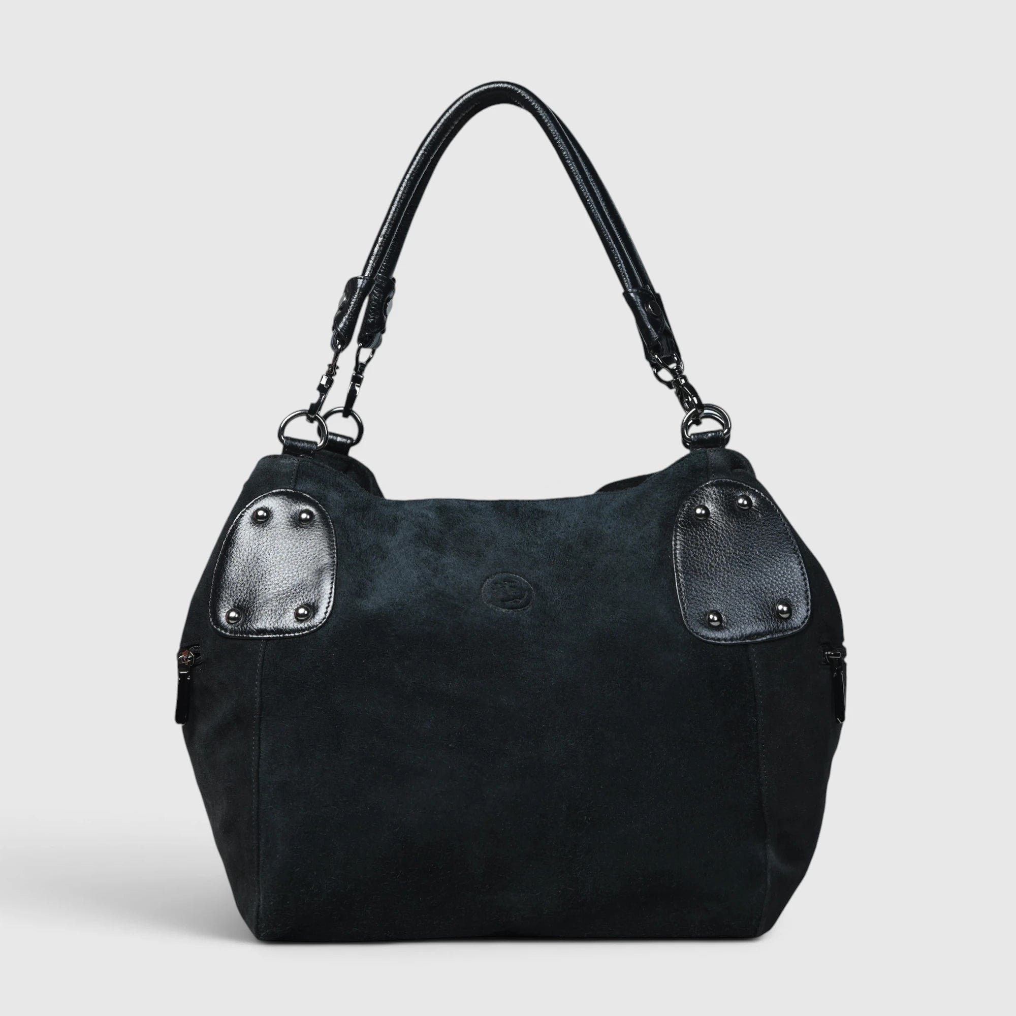 Monarch Luxe Suede Leather Convertible Tote Handbag – Black Colour