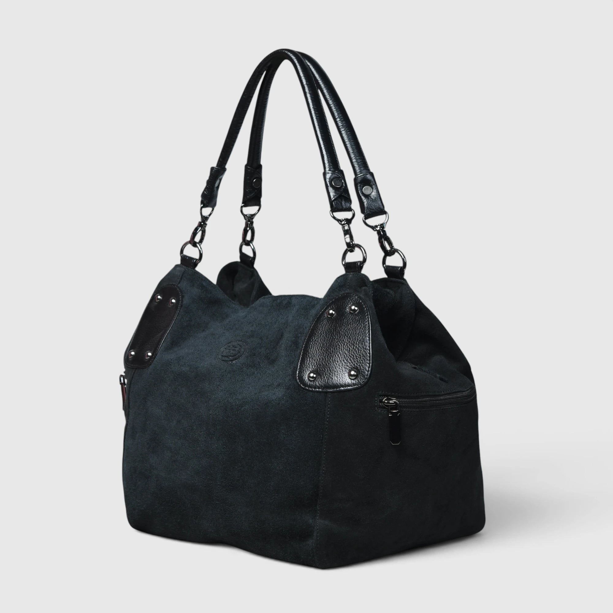Monarch Luxe Suede Leather Convertible Tote Handbag – Black Colour