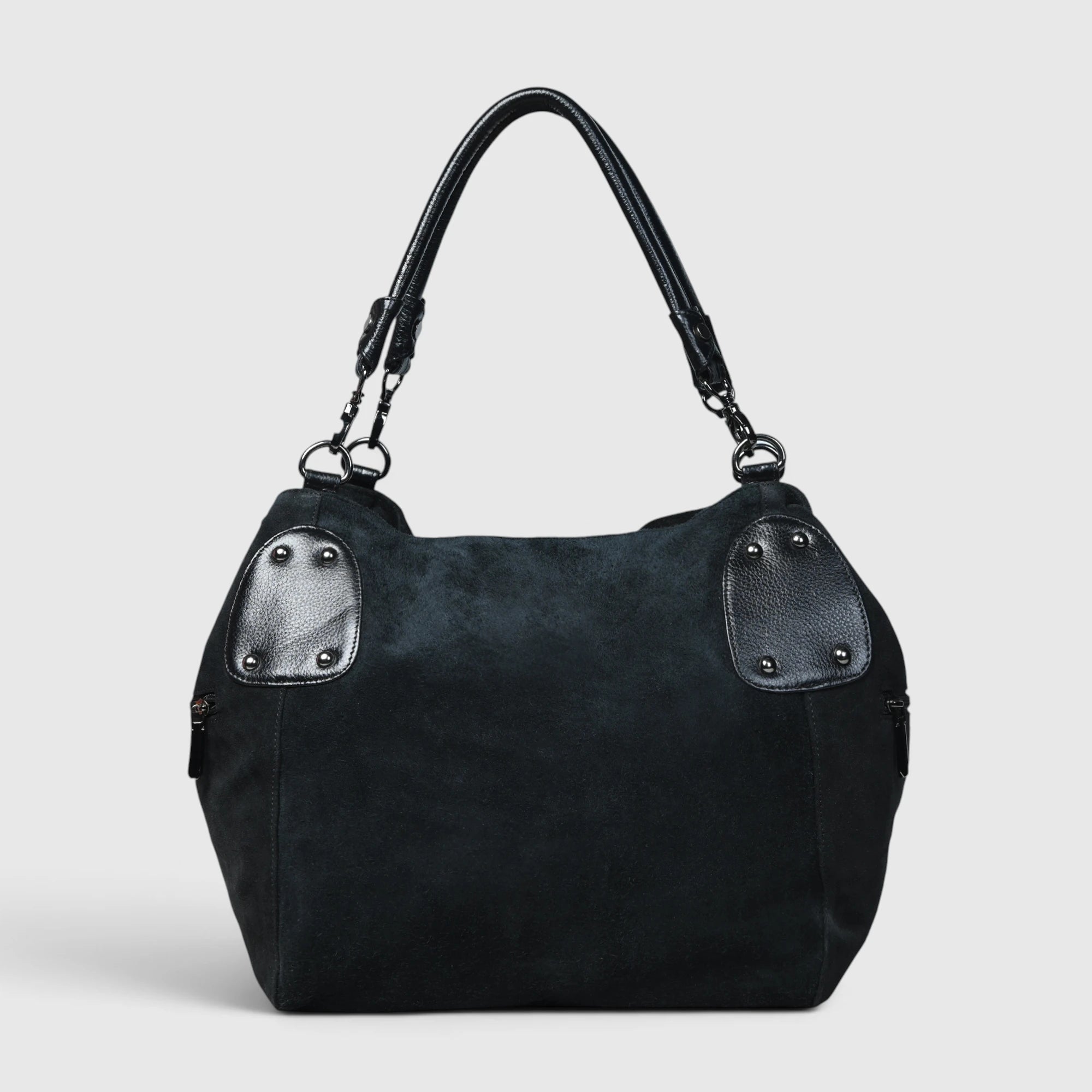 Monarch Luxe Suede Leather Convertible Tote Handbag – Black Colour
