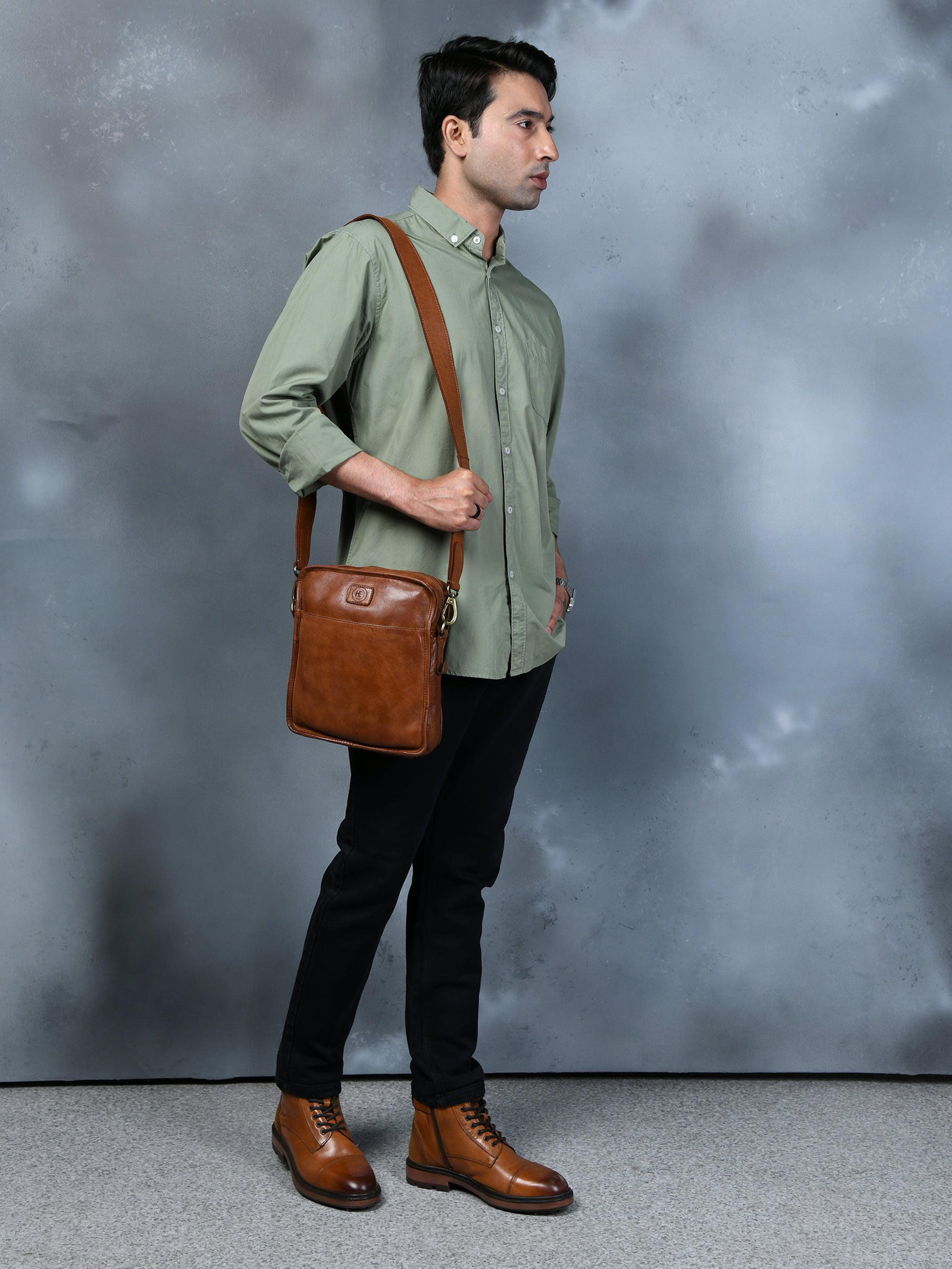 Verdant Trail Leather Sling Bag