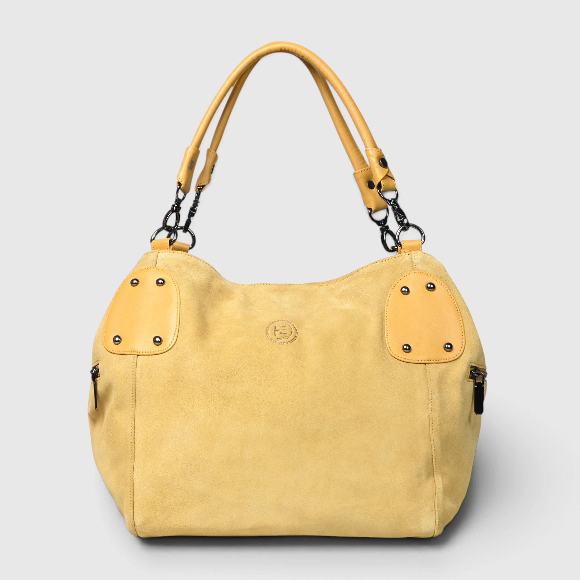 Monarch Luxe Suede Leather Convertible Tote Handbag – Camel Tan
