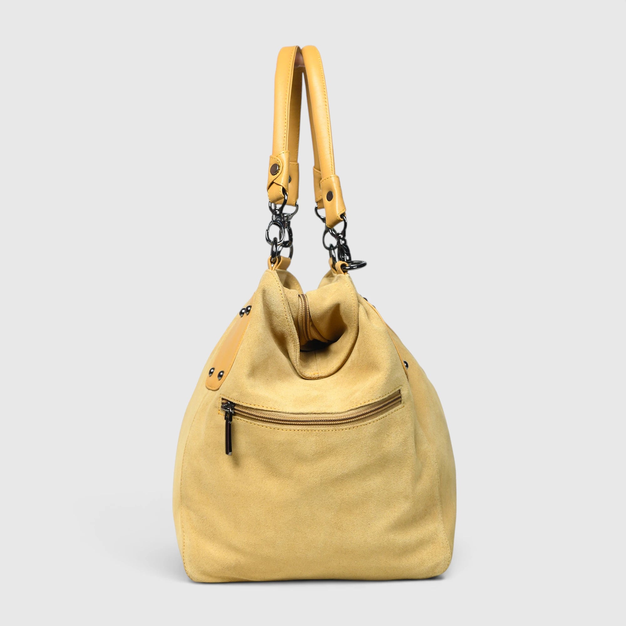 Monarch Luxe Suede Leather Convertible Tote Handbag – Camel Tan