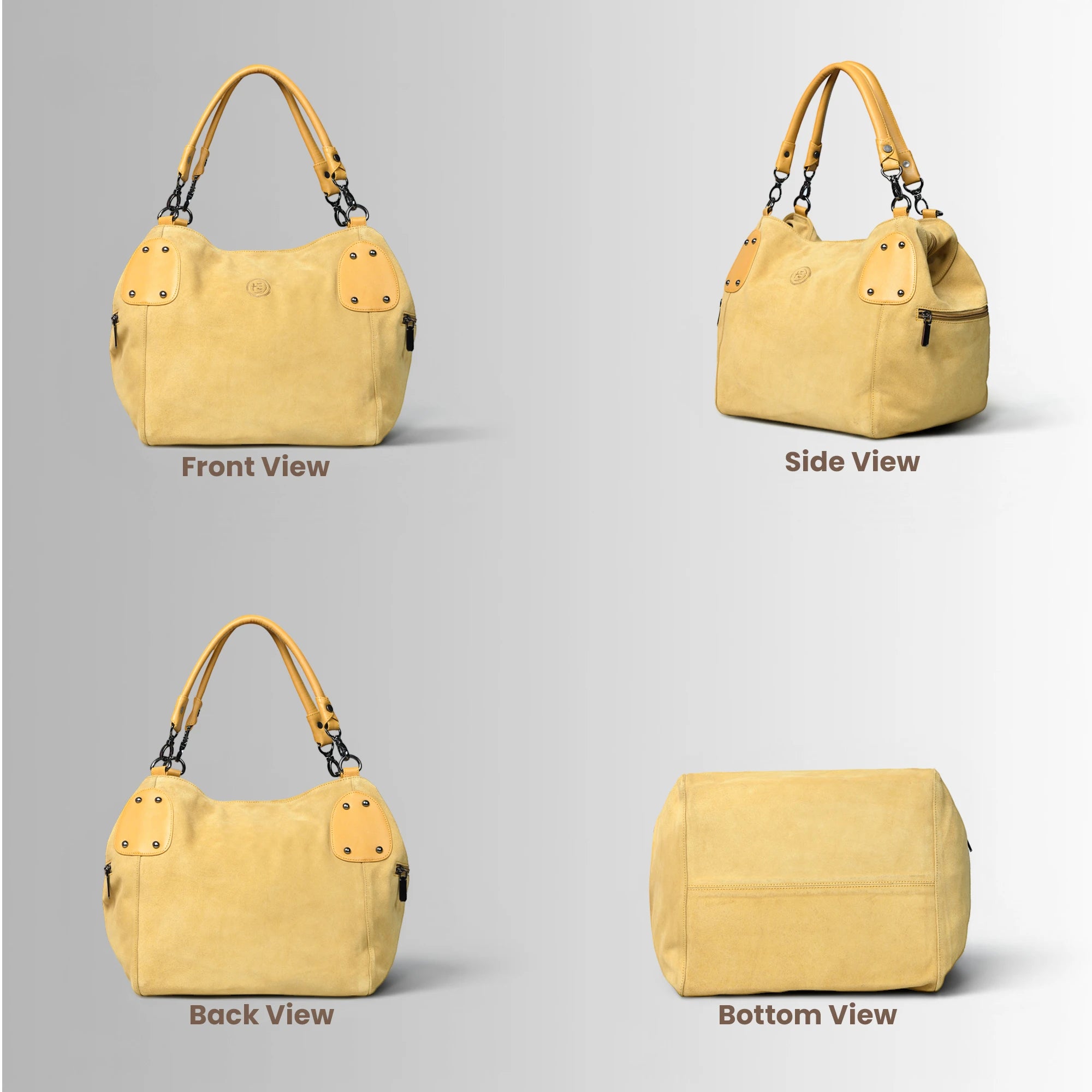 Monarch Luxe Suede Leather Convertible Tote Handbag – Camel Tan