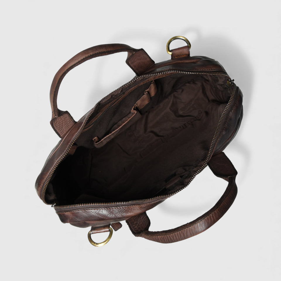Voyager Vintage Leather Laptop Bag - Expresso brown
