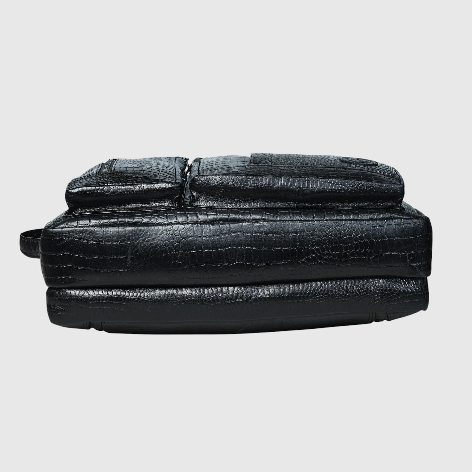 Crocodore Vintage Leather Multi-Pocket Laptop Bag – Black Colour