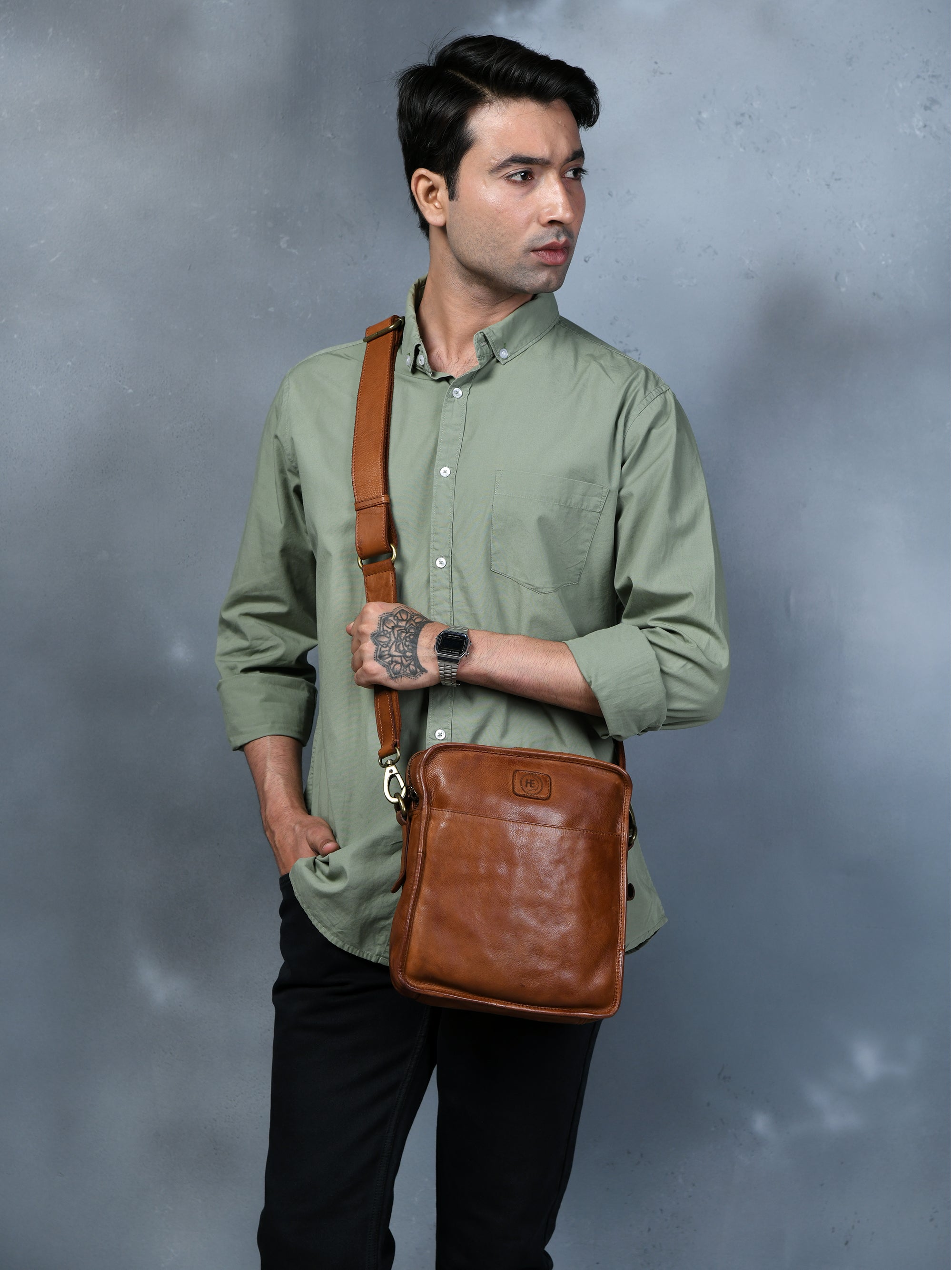 Verdant Trail Leather Sling Bag