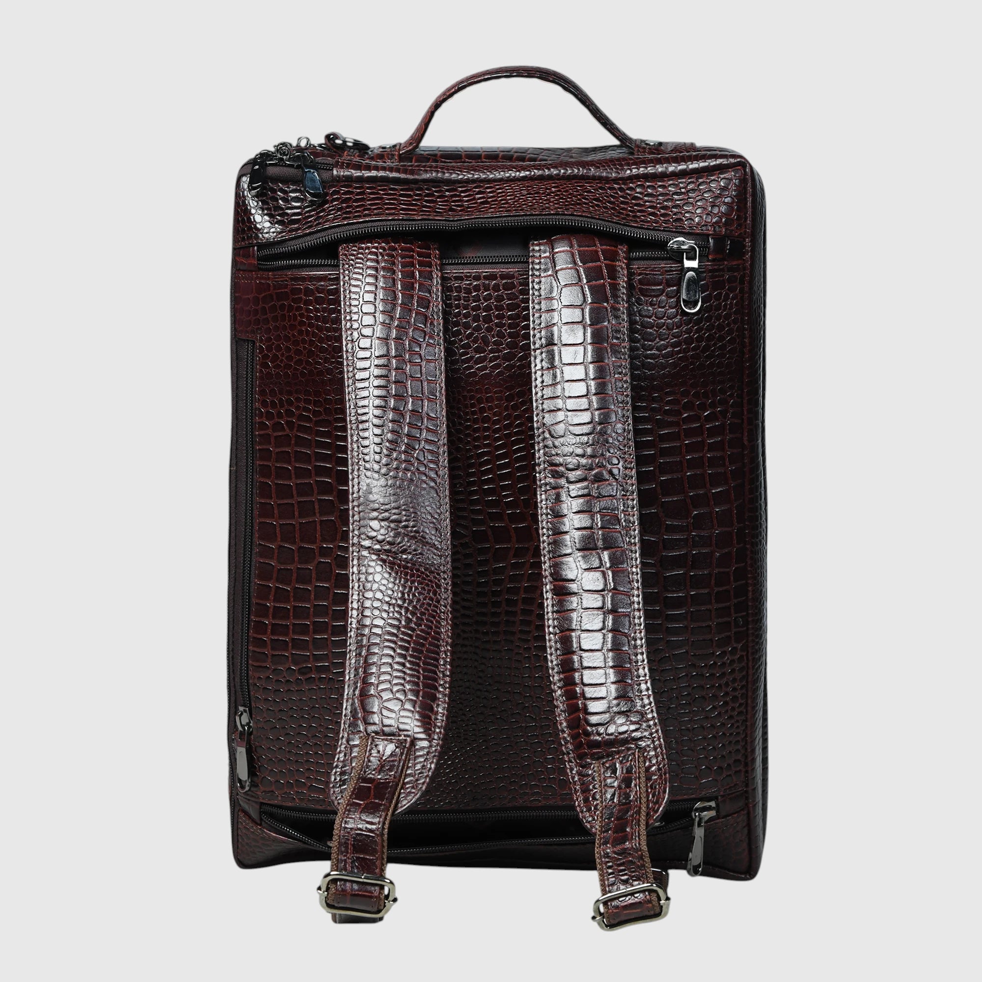 Crocodore Vintage Leather Multi-Pocket Laptop Bag – Espresso brown