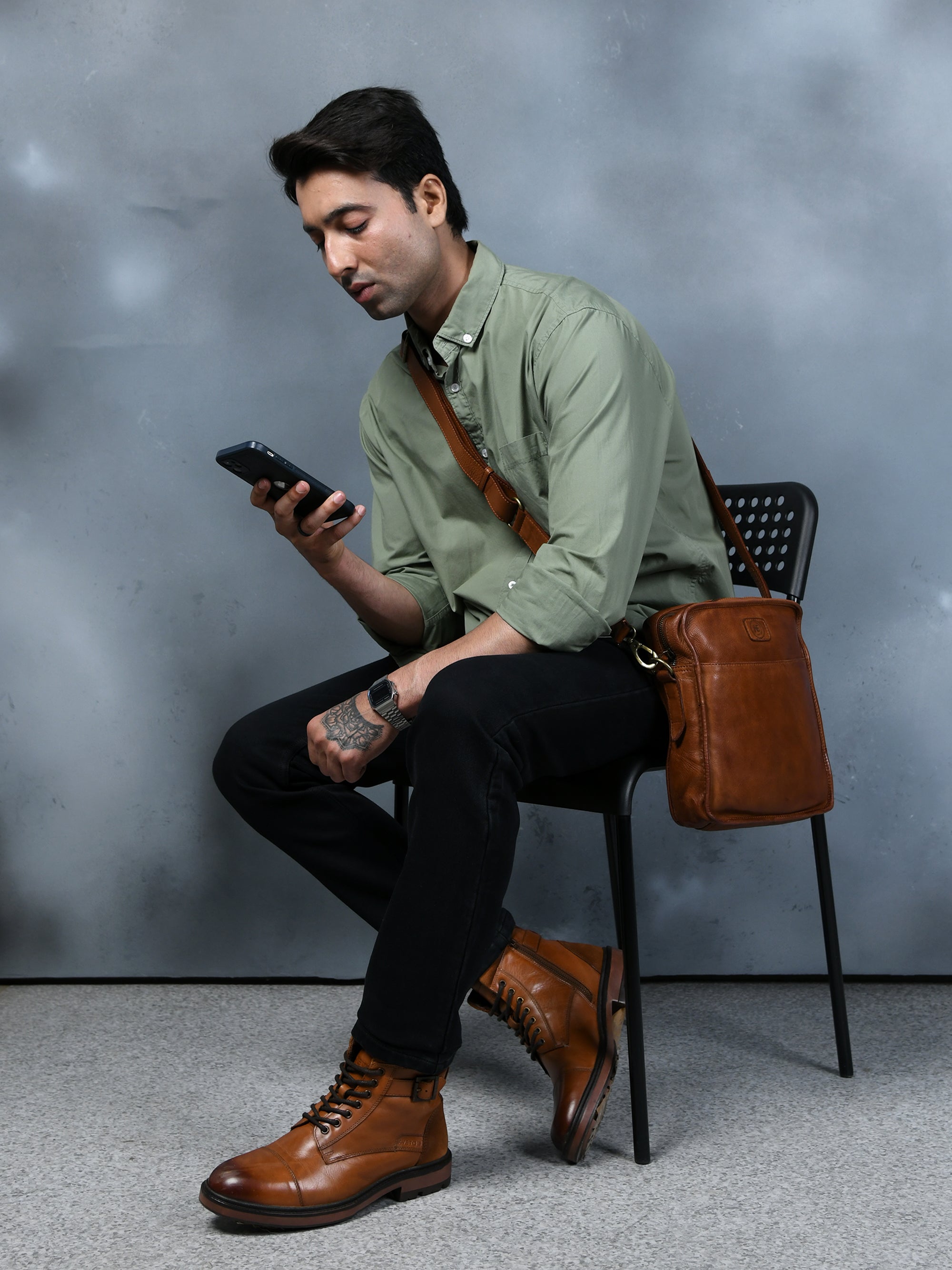 Verdant Trail Leather Sling Bag