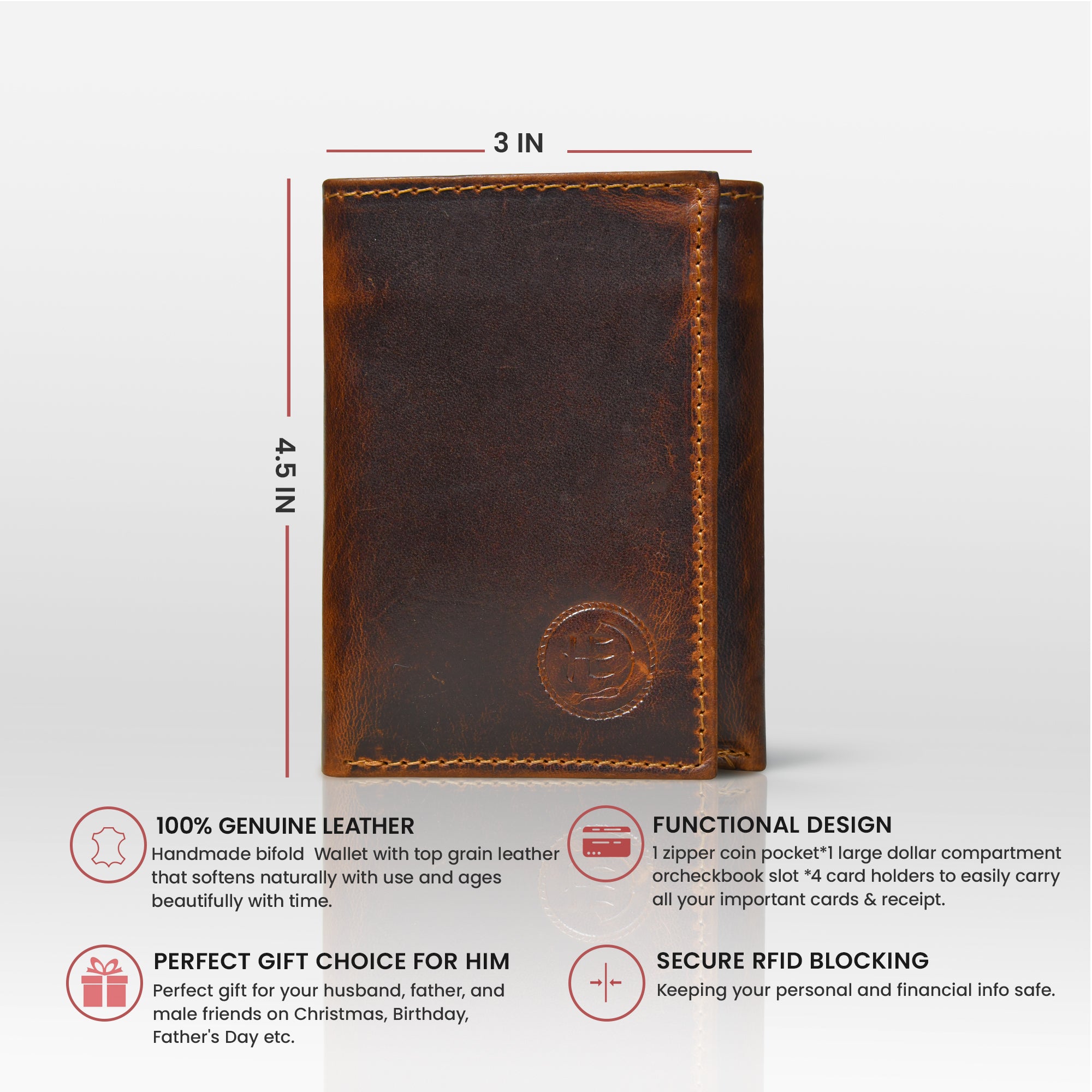 Midnight Luxe Vertical Bifold Wallet - Tan Colour