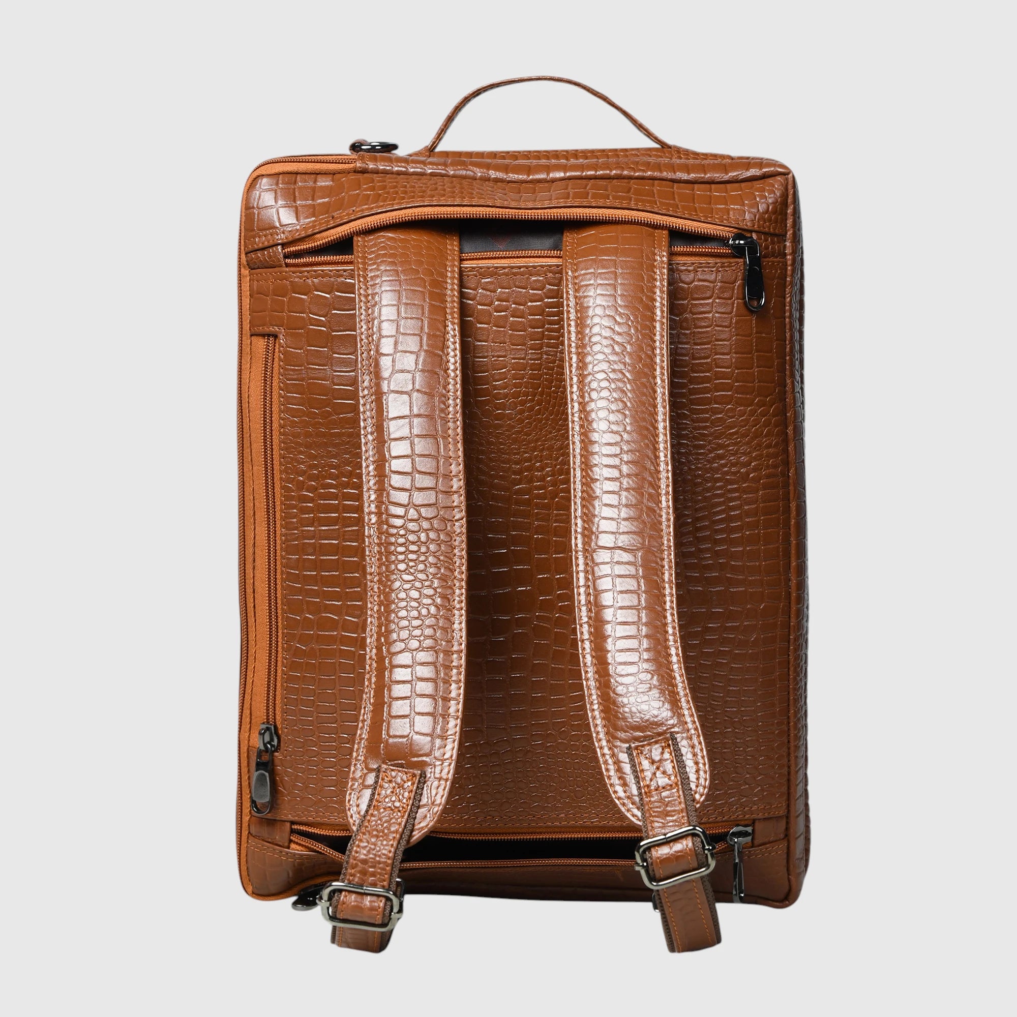 Crocodore Vintage Leather Multi-Pocket Laptop Bag – Tan Colour