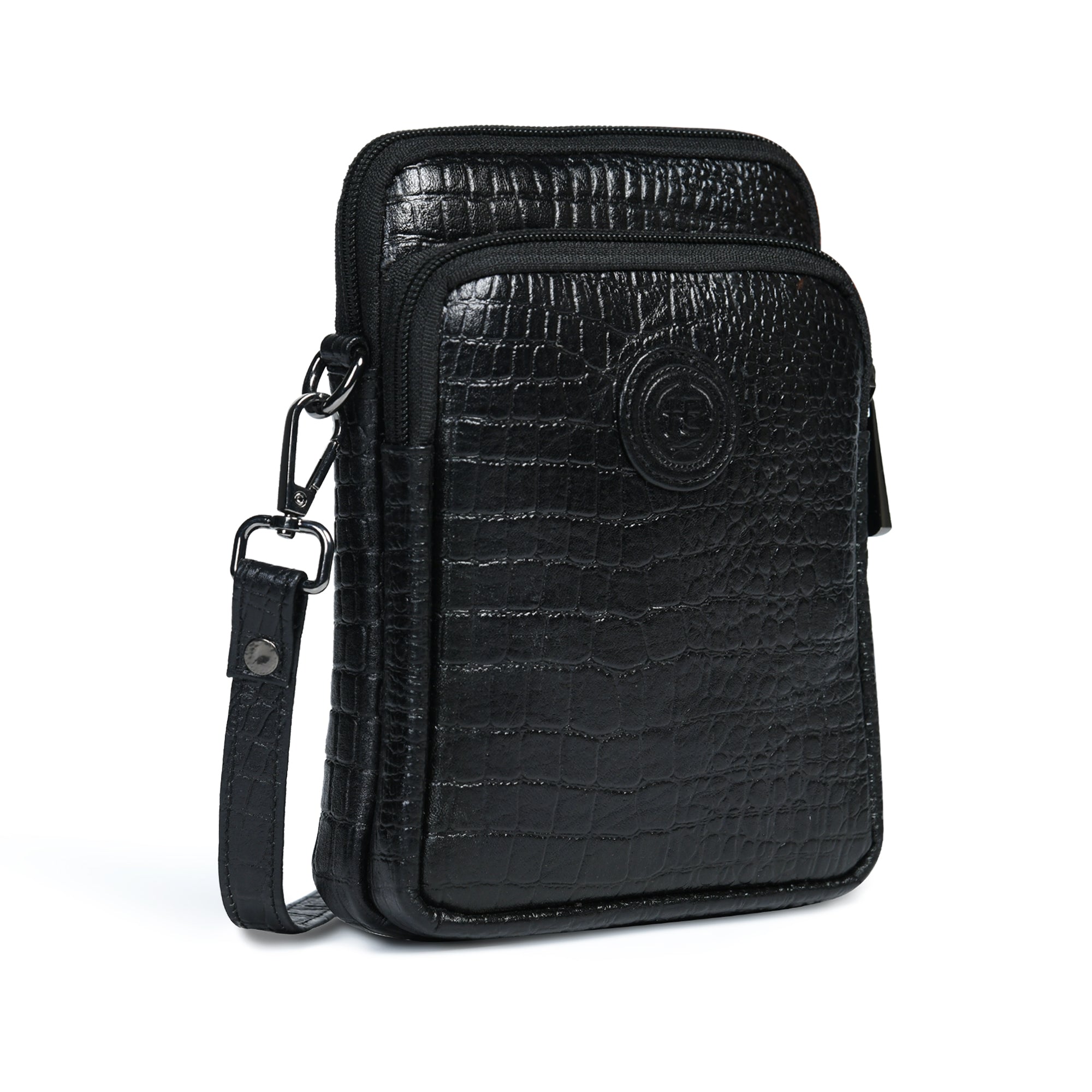 Croc Luxe Leather Sling Bag – Black Colour
