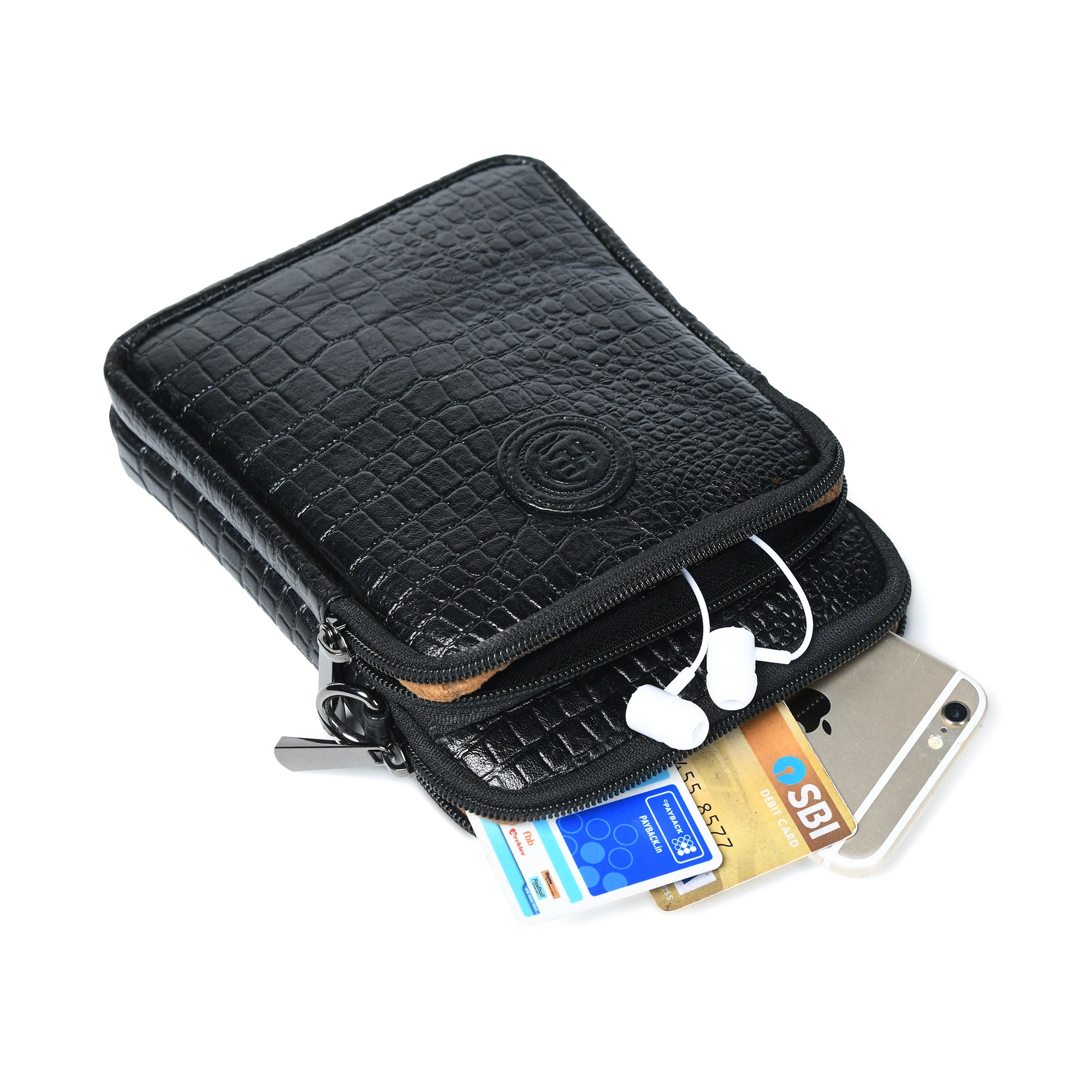 Croc Luxe Leather Sling Bag – Black Colour