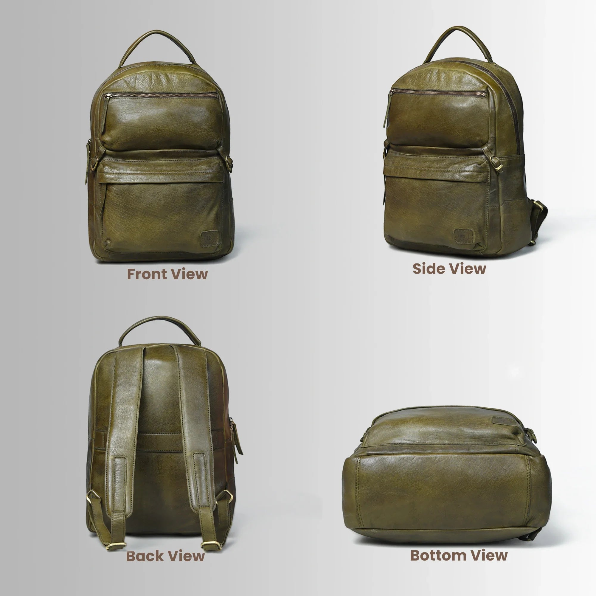 Evercrest Leather Backpack – Deep Olive