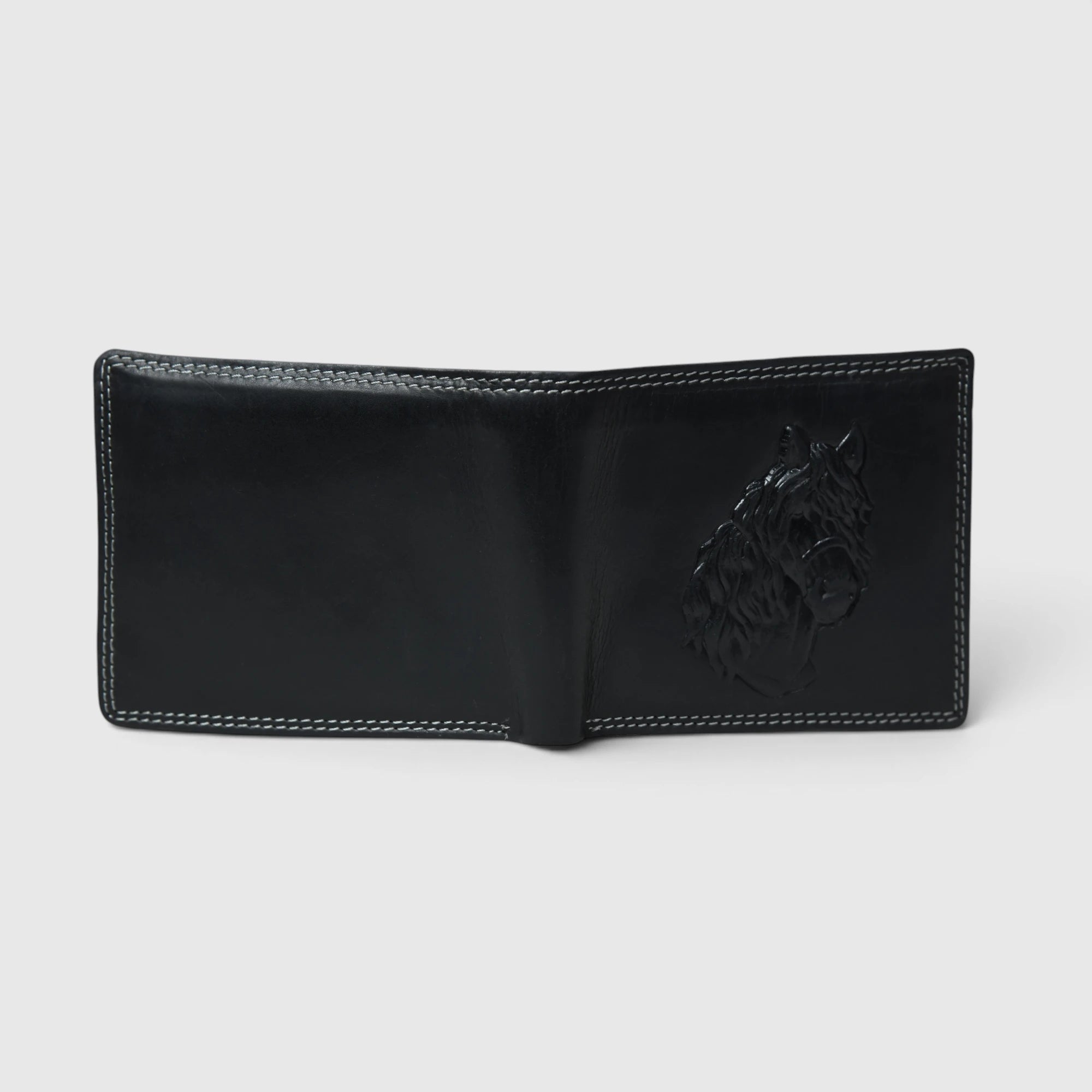 Stallion Crest Vintage Leather Bifold Wallet – Black Colour