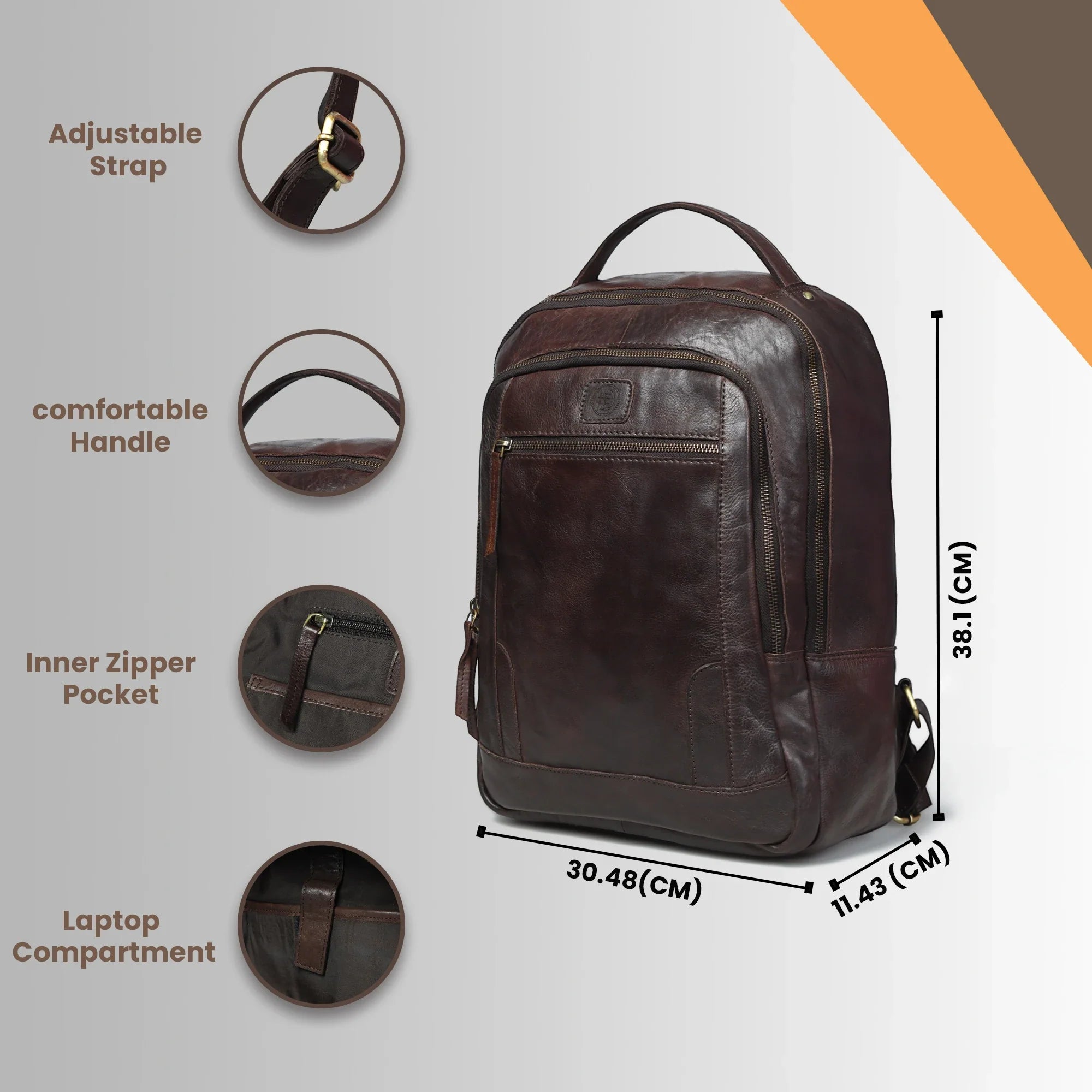 Hestern Trailmark Leather Backpack – Auburn Brown