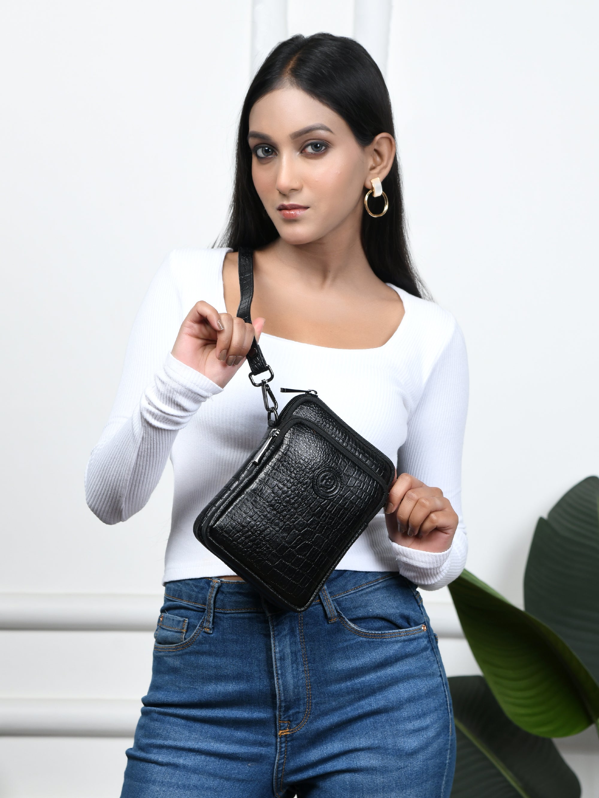 Croc Luxe Leather Sling Bag
