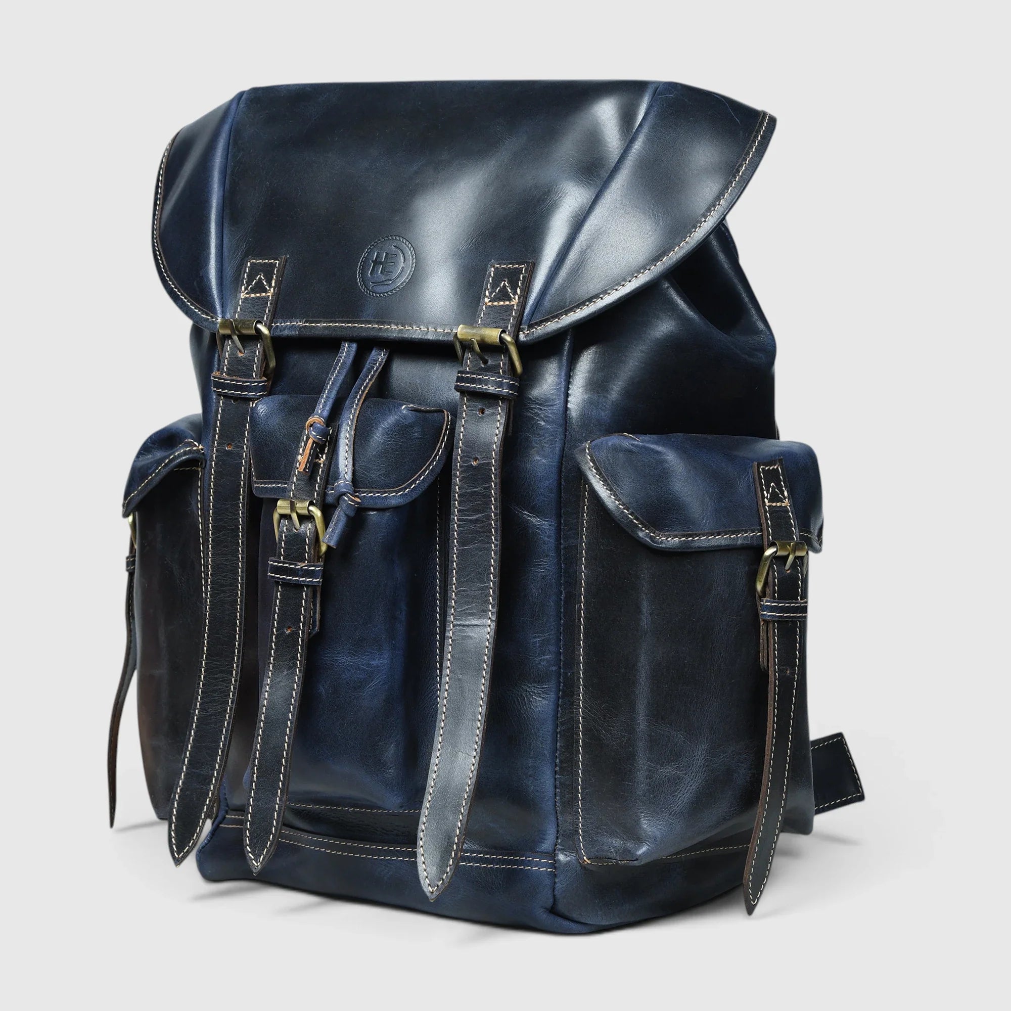 Outlander Vintage Leather Backpack - Midnight Blue