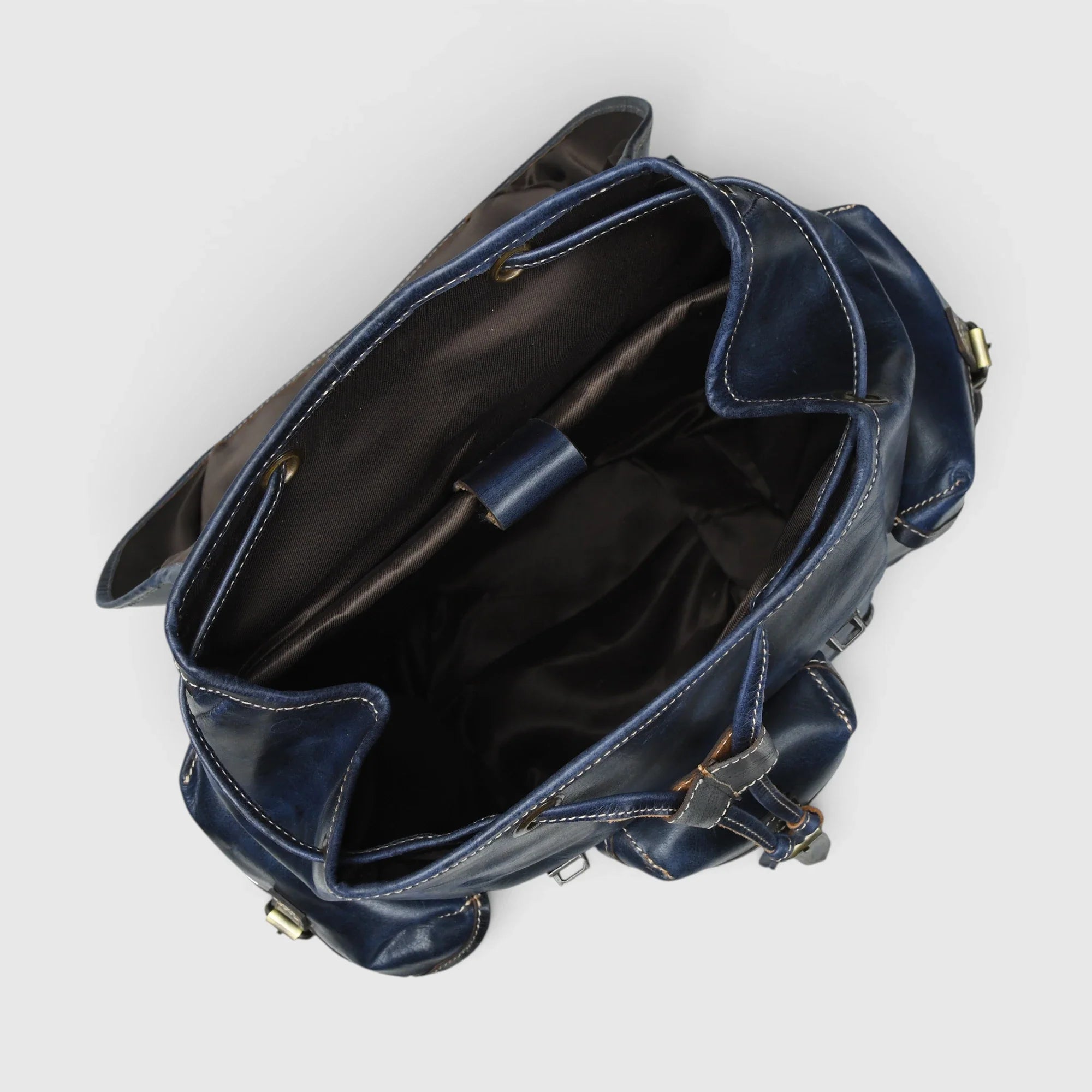Outlander Vintage Leather Backpack - Midnight Blue