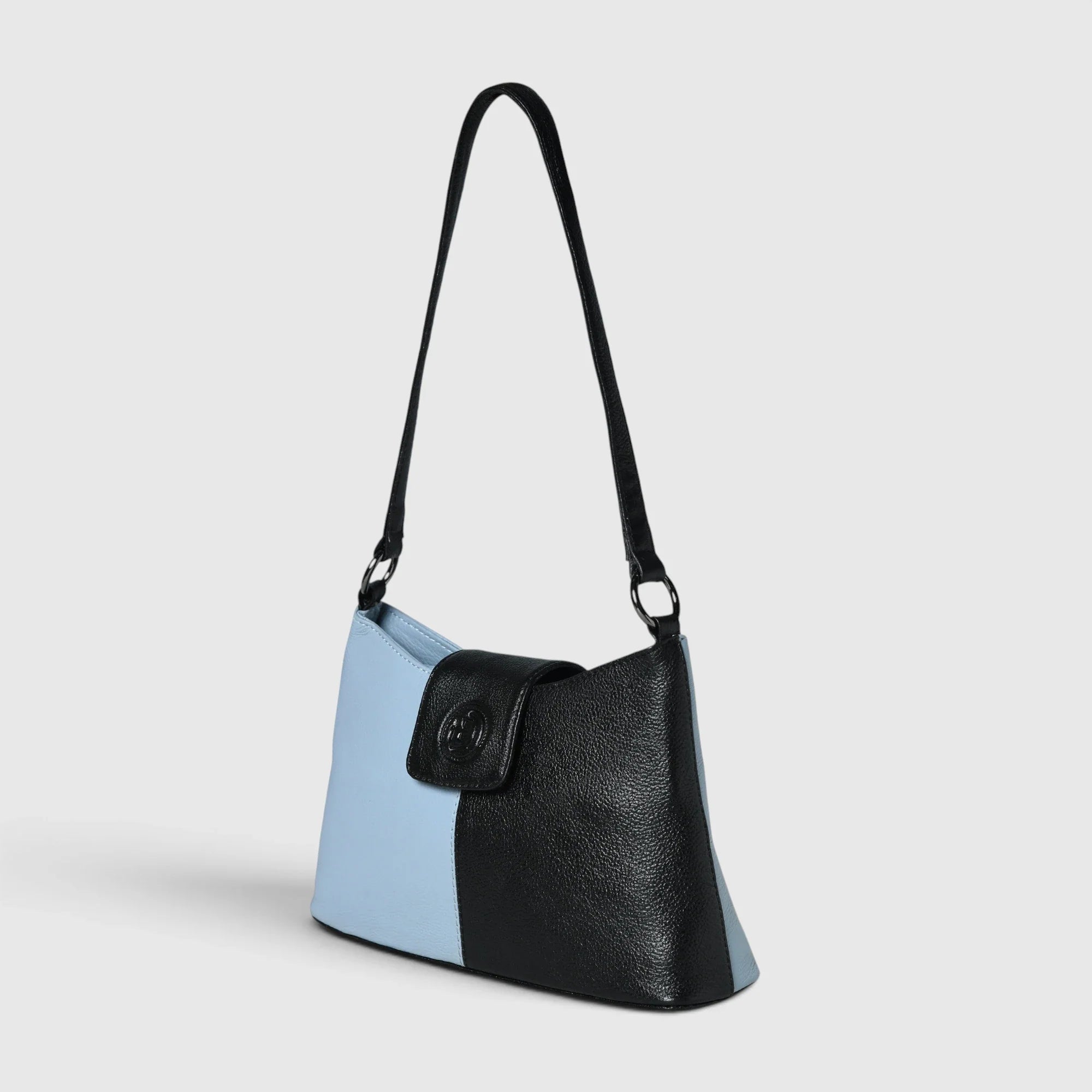 Luna Duo Leather Shoulder Bag - Midnight Blue & Black
