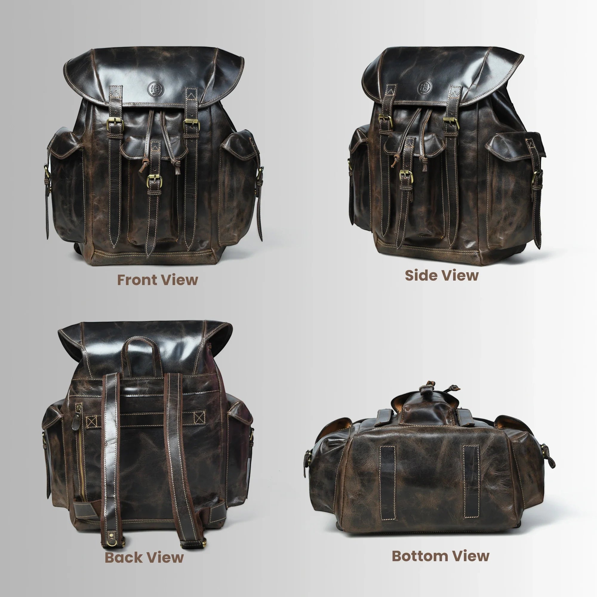 Outlander Vintage Buffalo Leather Backpack – Dark Coffee