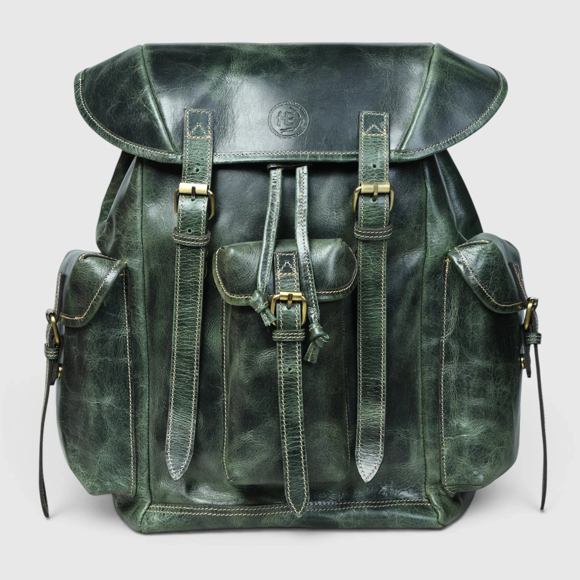 Outlander Vintage Buffalo Leather Backpack – Forest Green