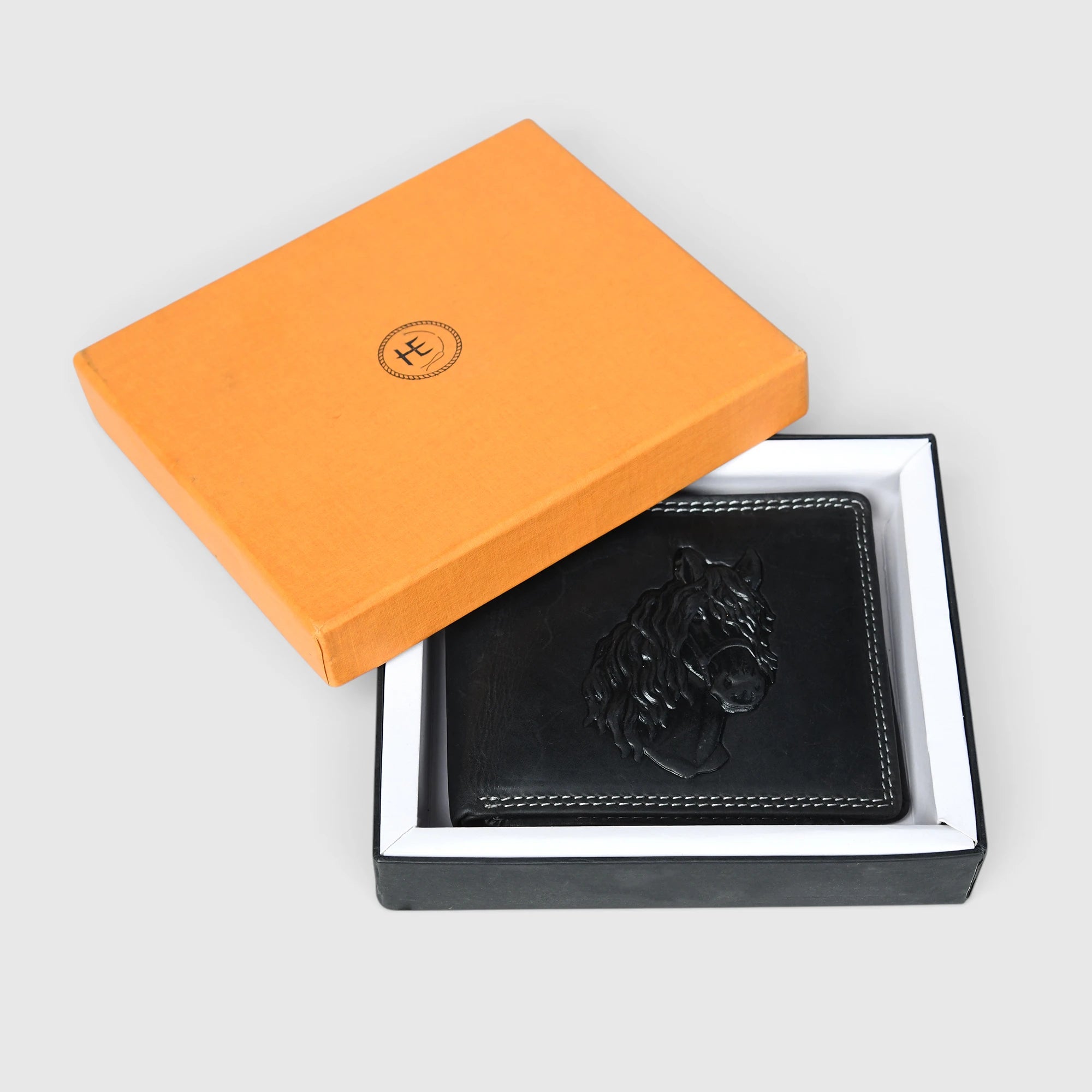 Stallion Crest Vintage Leather Bifold Wallet – Black Colour