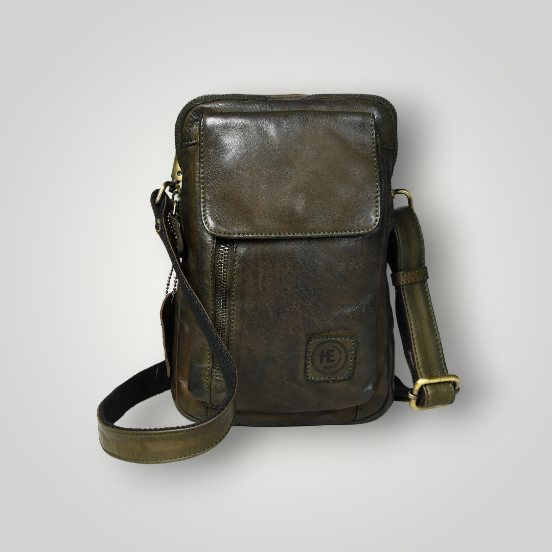 Vintage Explorer Crossbody Bag - Olive colour