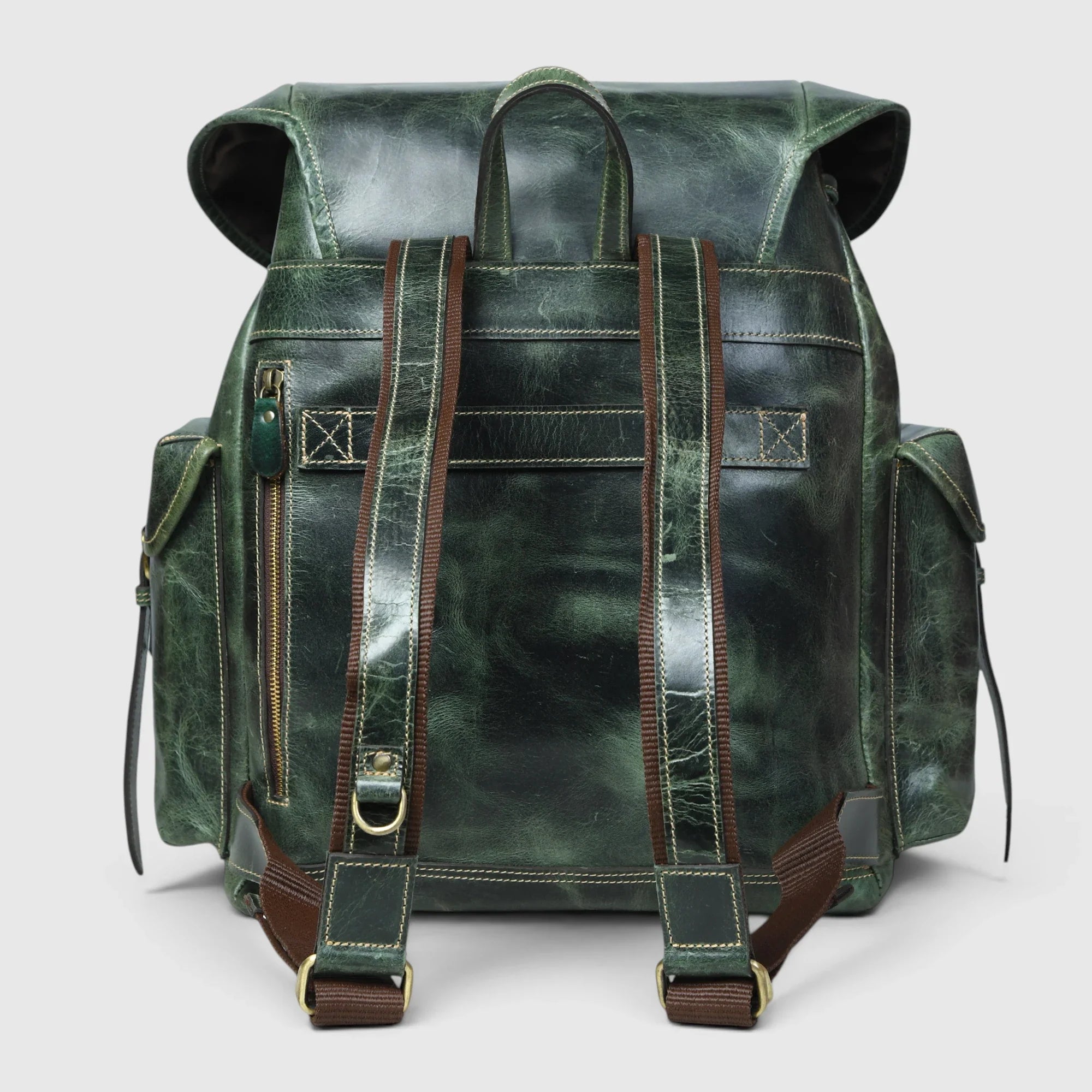 Outlander Vintage Buffalo Leather Backpack – Forest Green