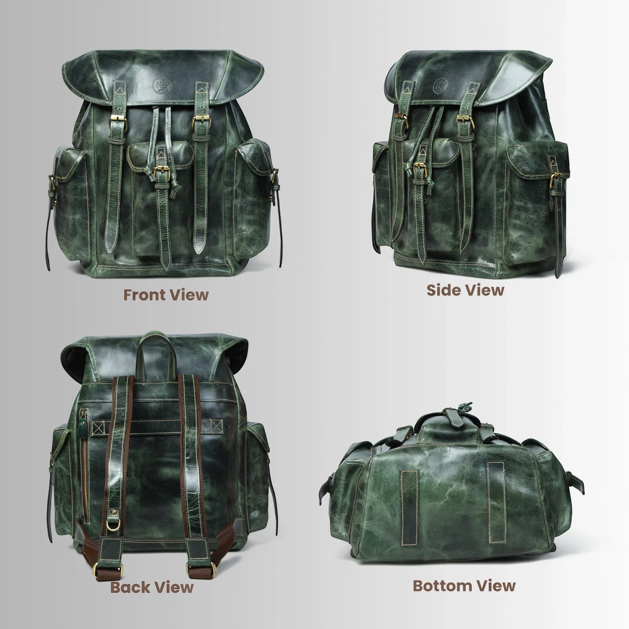 Outlander Vintage Buffalo Leather Backpack – Forest Green
