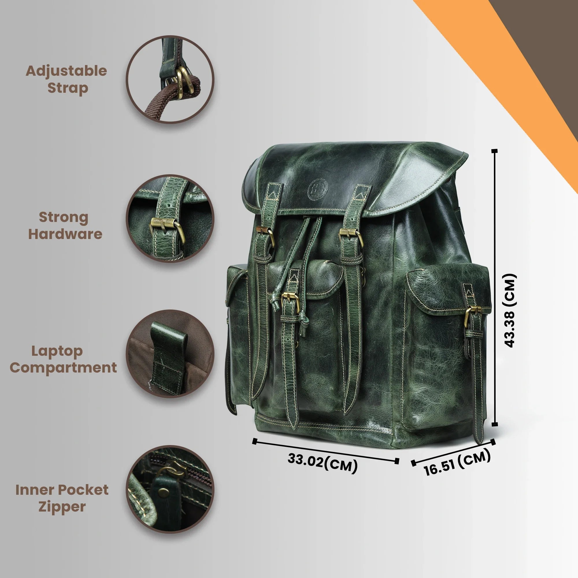 Outlander Vintage Buffalo Leather Backpack – Forest Green