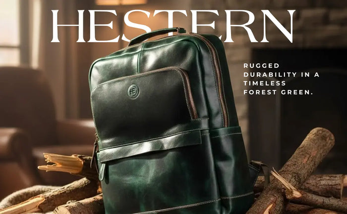 Alpine Vintage Leather Laptop Backpack - Rich Green