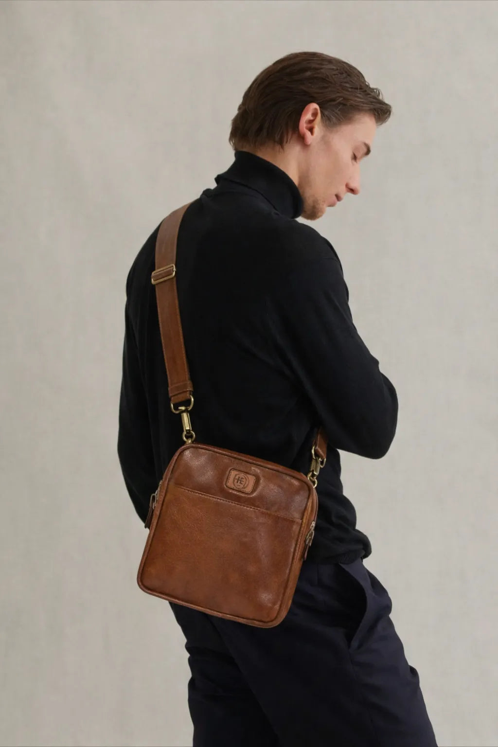 Verdant Trail Leather Sling Bag - Tan Colour