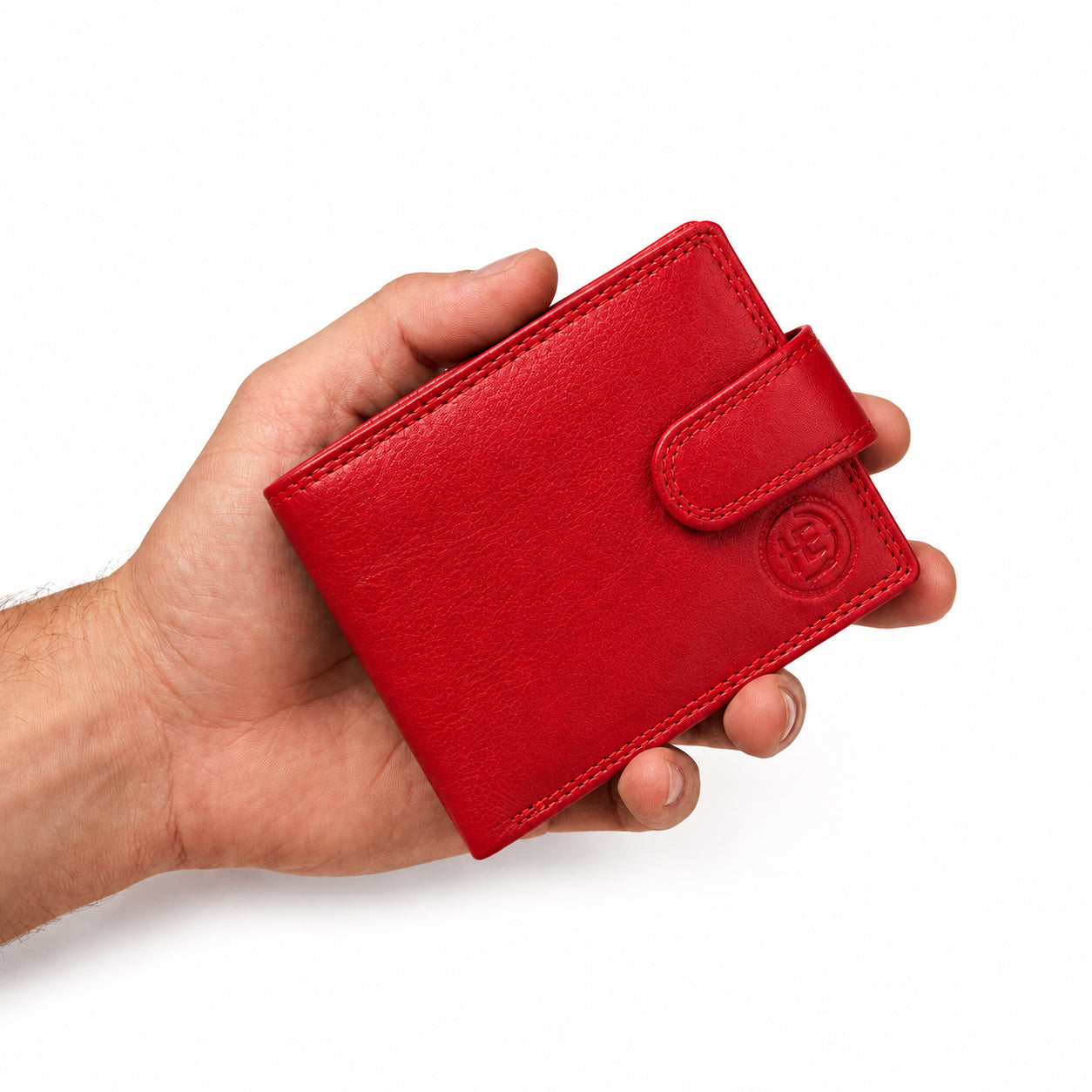 Executive Shield Leather Wallet – Signature Red