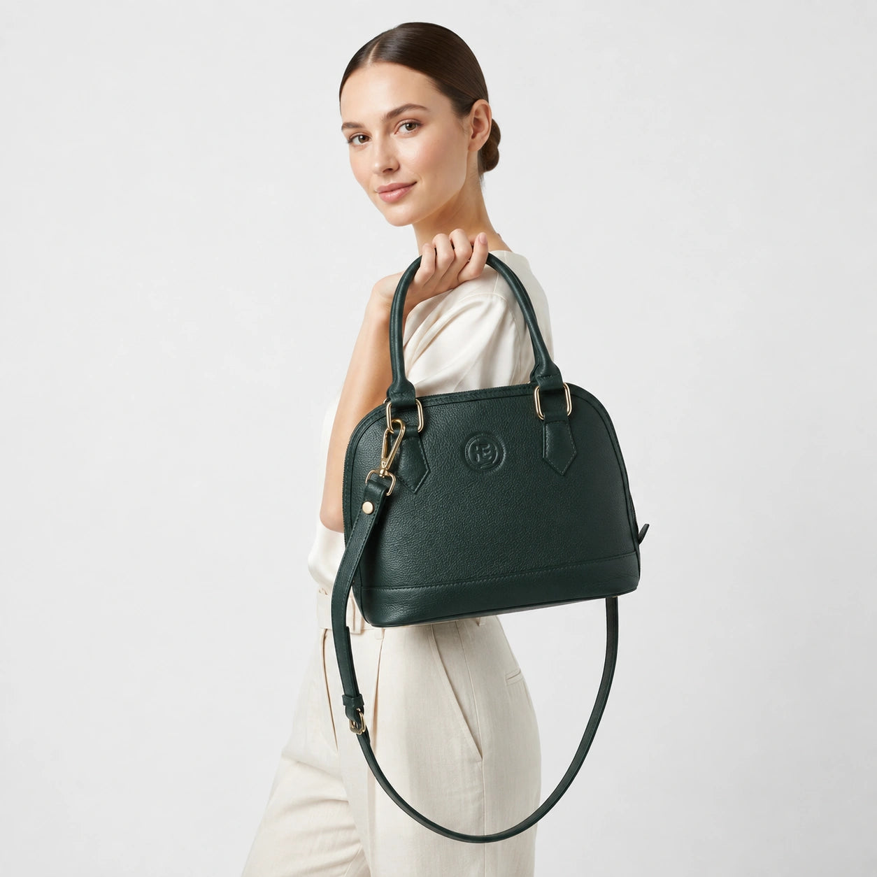 The Monroe Classic Leather Satchel - Forest Green