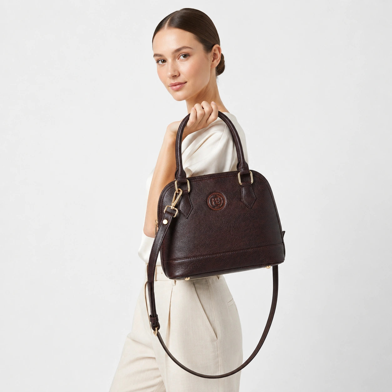 The Monroe Classic Leather Satchel - Maroon color