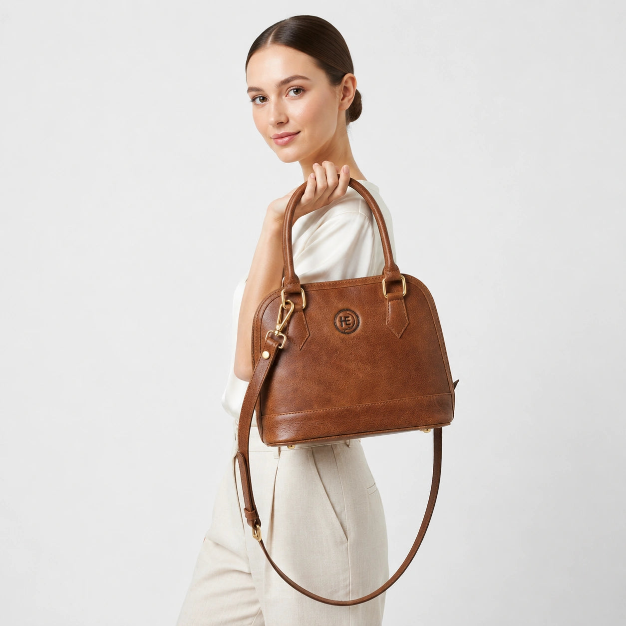 The Monroe Classic Leather Satchel - Tan Color