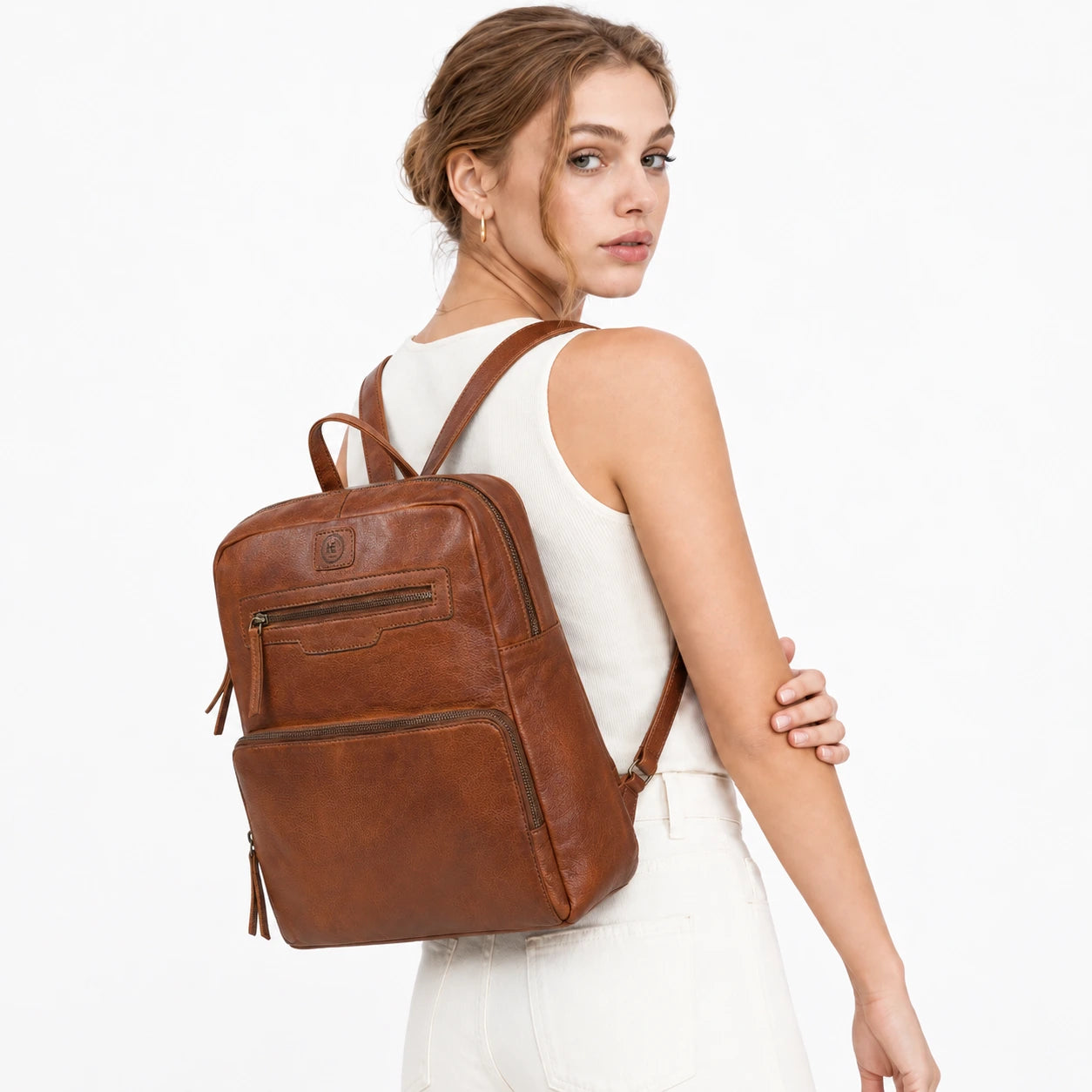 Urbancrest Leather Backpack – Tan color