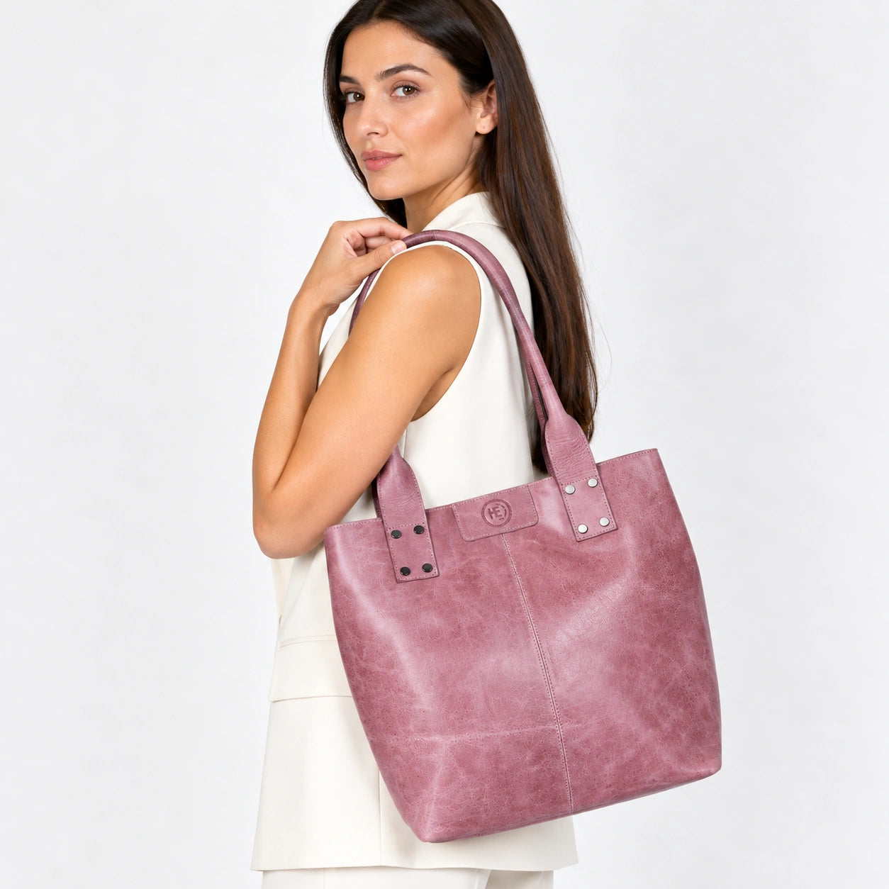 Aurelia Leather Carryall – Dusty Rose