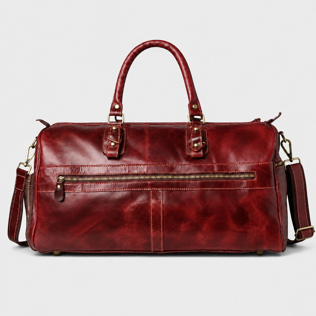 The Odyssey Leather Travel Duffle - Crimson Red